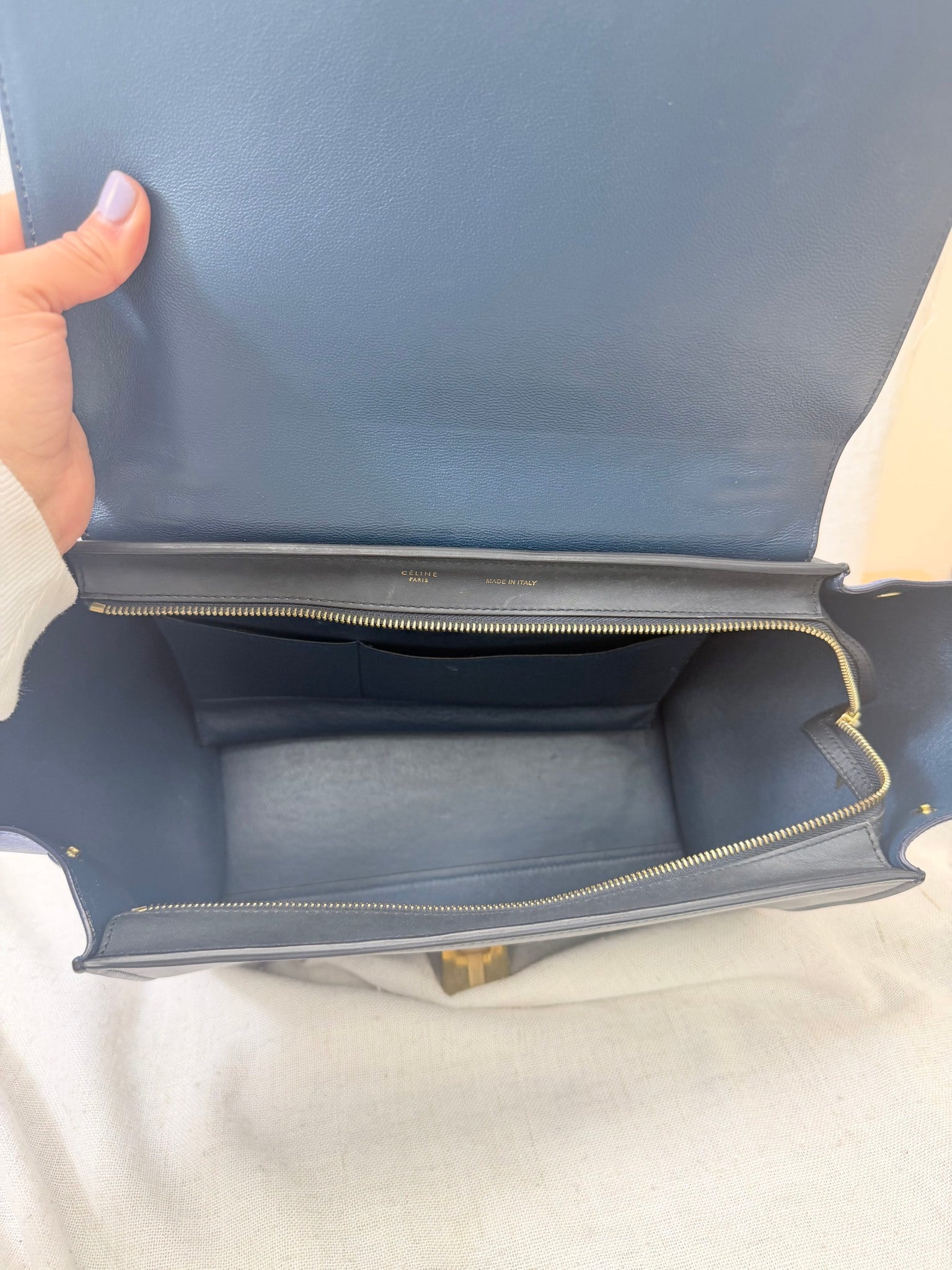 Celine Blue Leather Trapeze Medium Handbag