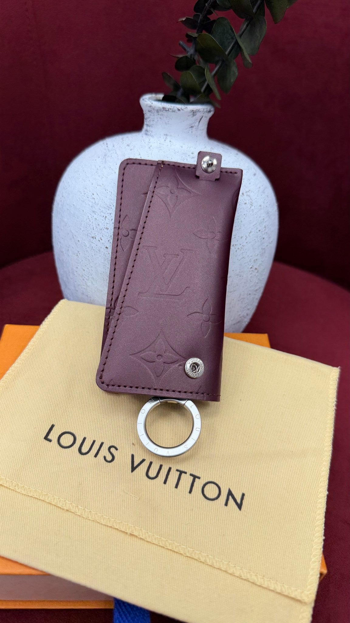 Louis Vuitton Maroon Monogram Matte Clochette PM Key Case