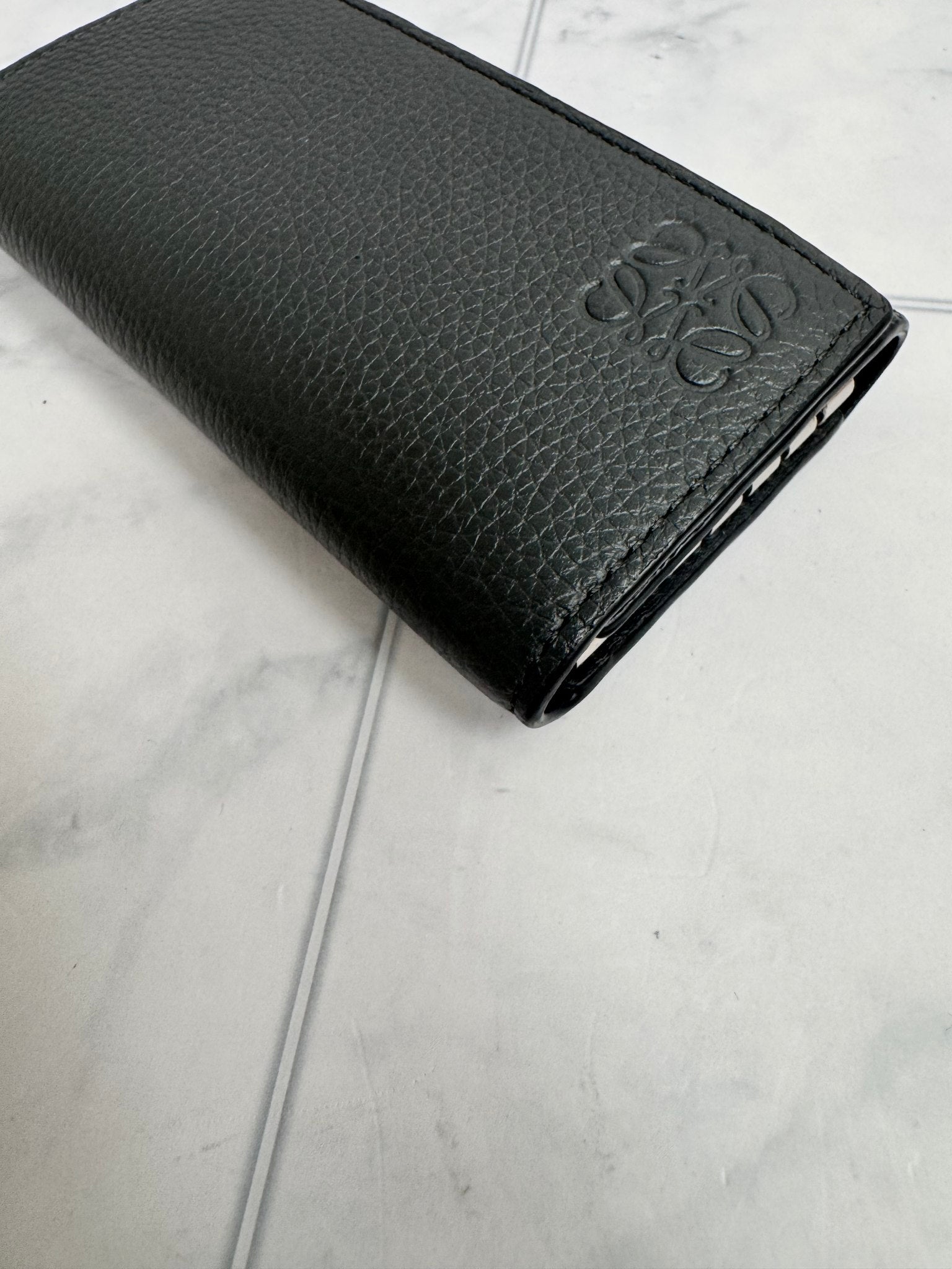 Loewe Grey Grained Leather 6 Ring Key Case