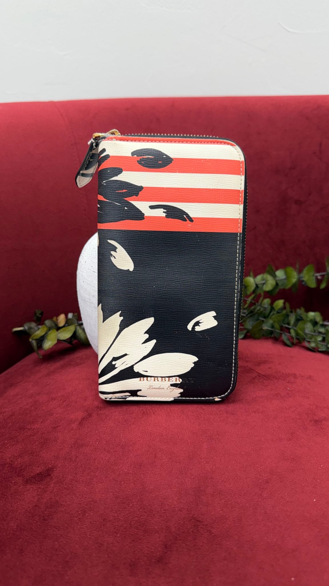 Burberry Multicolor Tropical Printed Leather Zippy Wallet