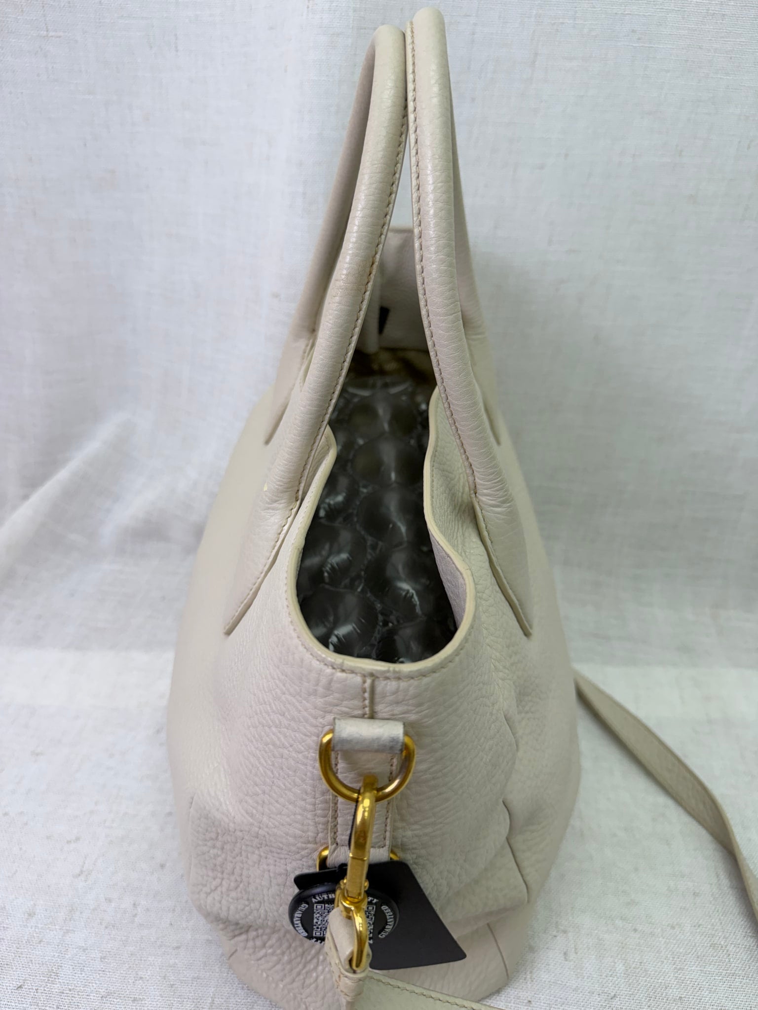 Prada Cream Tumbled Leather 2way Bag