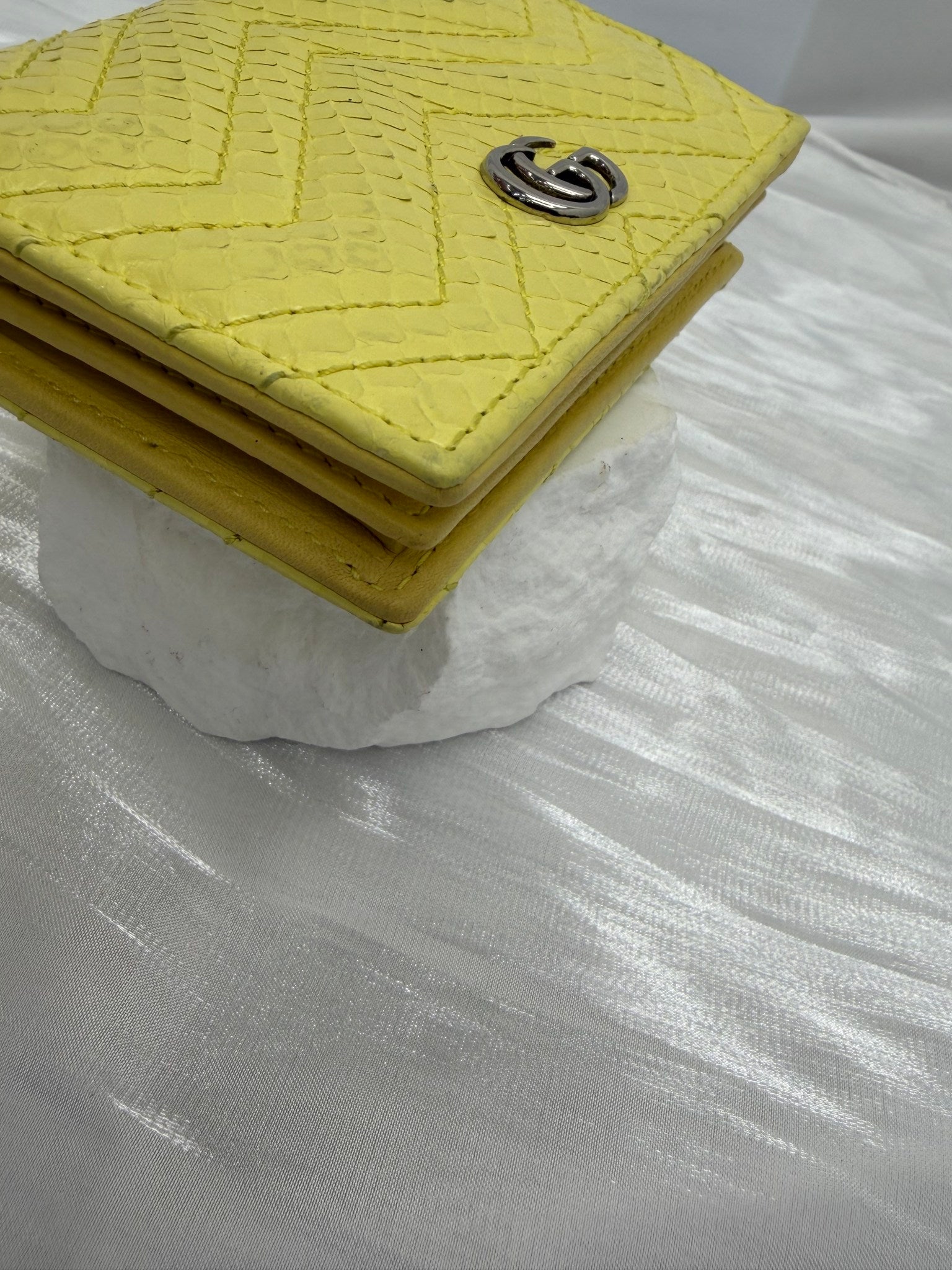 Gucci Yellow Python Marmont Compact Wallet