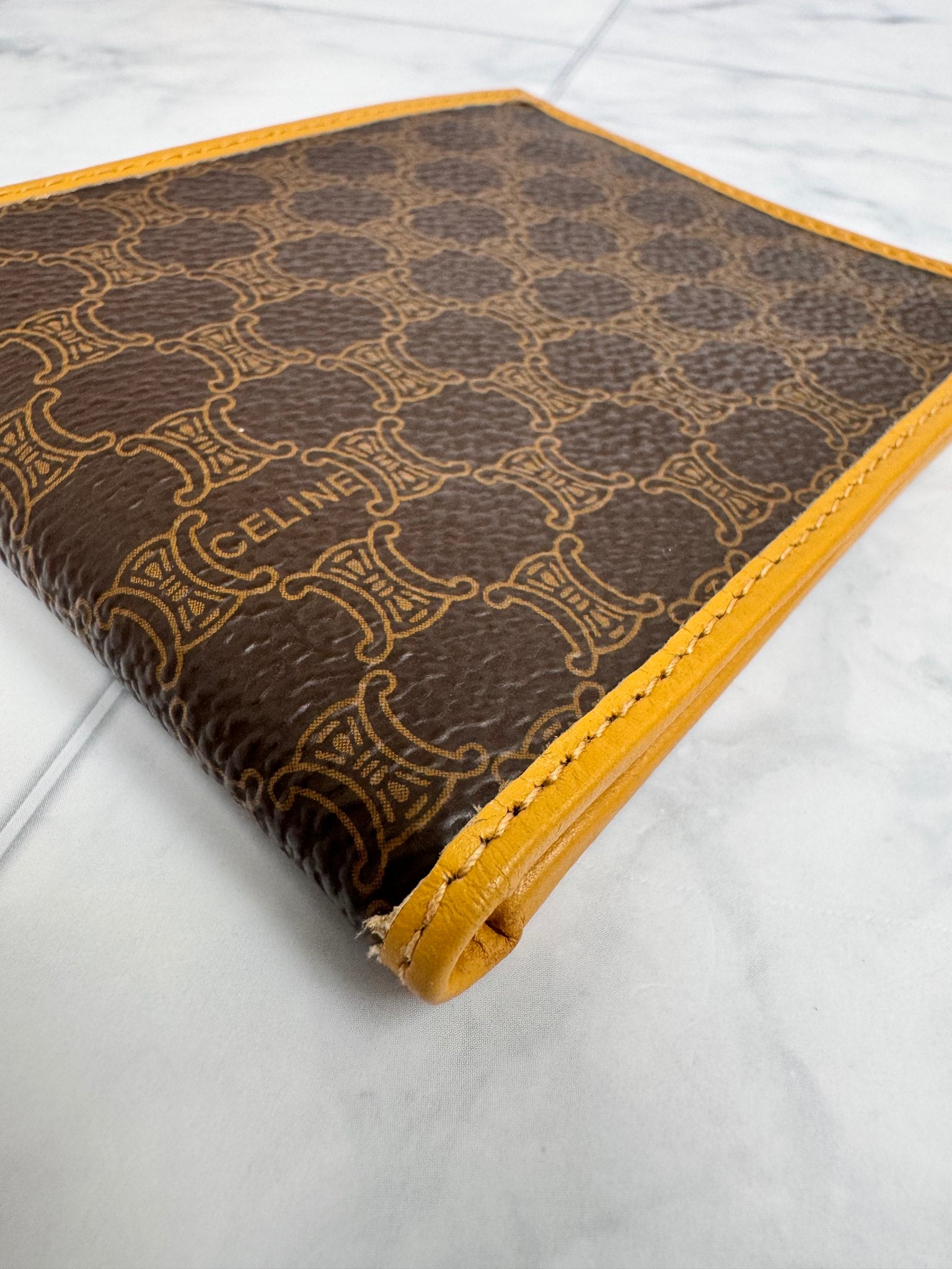 Celine Brown Macadam Coated Canvas Compact Wallet