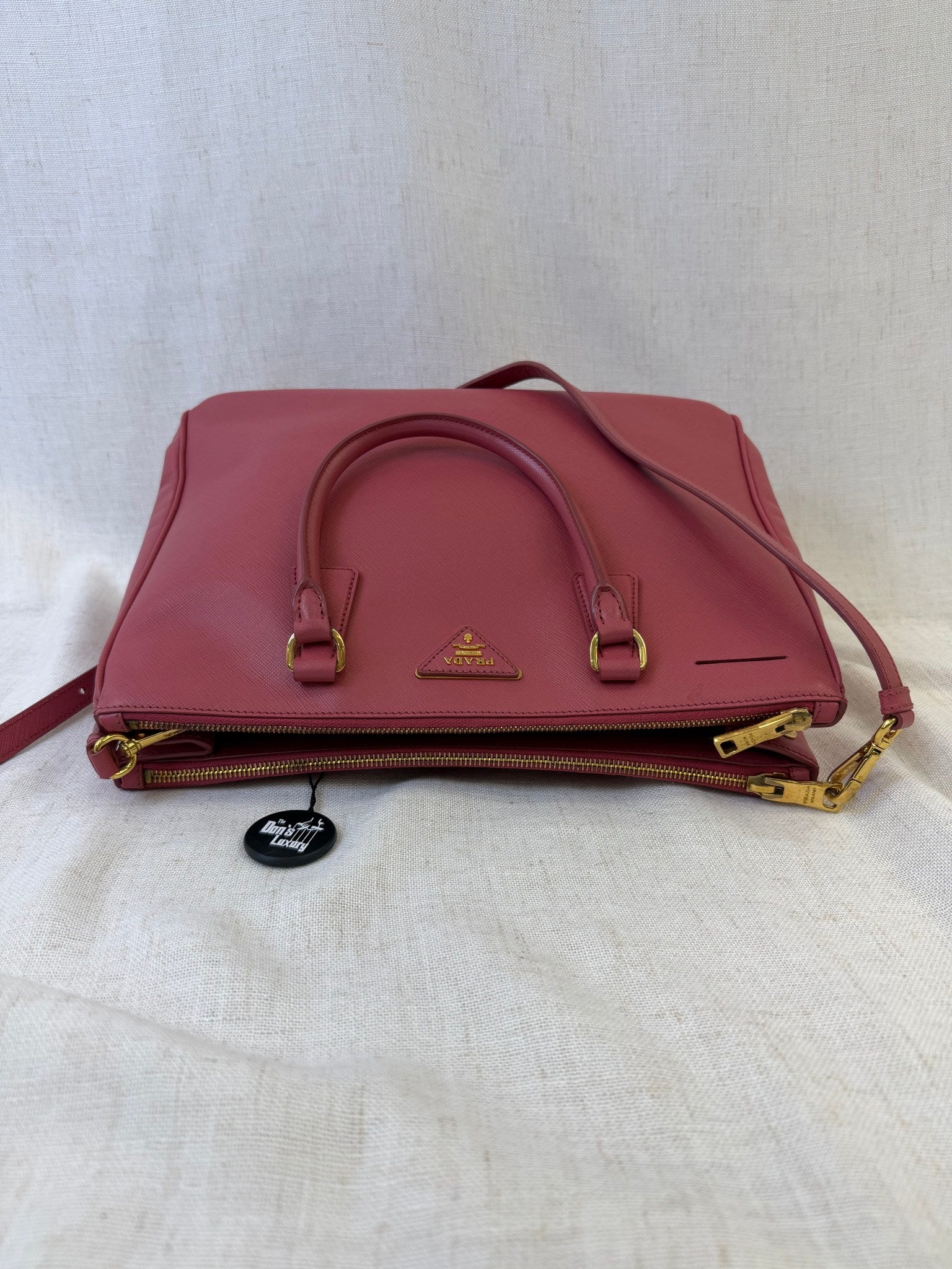 Prada Pink Saffiano Leather Galleria Two Way Tote