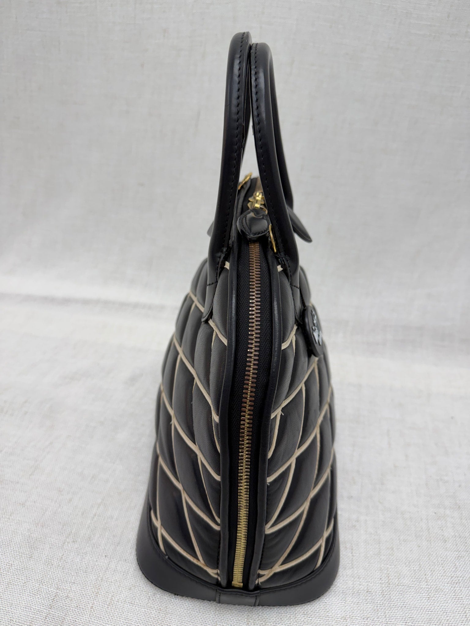 Louis Vuitton Black Leather Malletage Alma PM