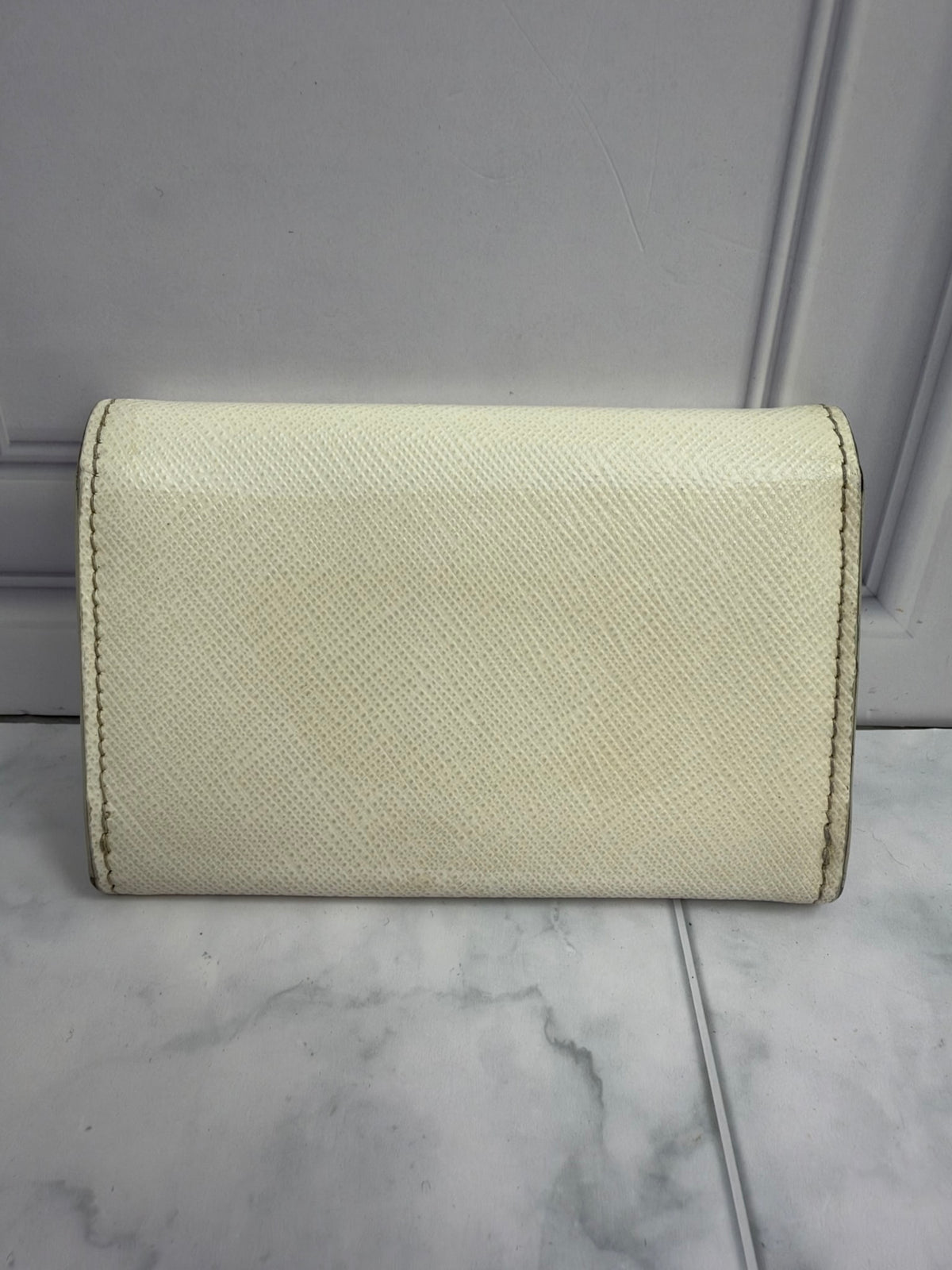 Prada White Saffiano Leather Card Case