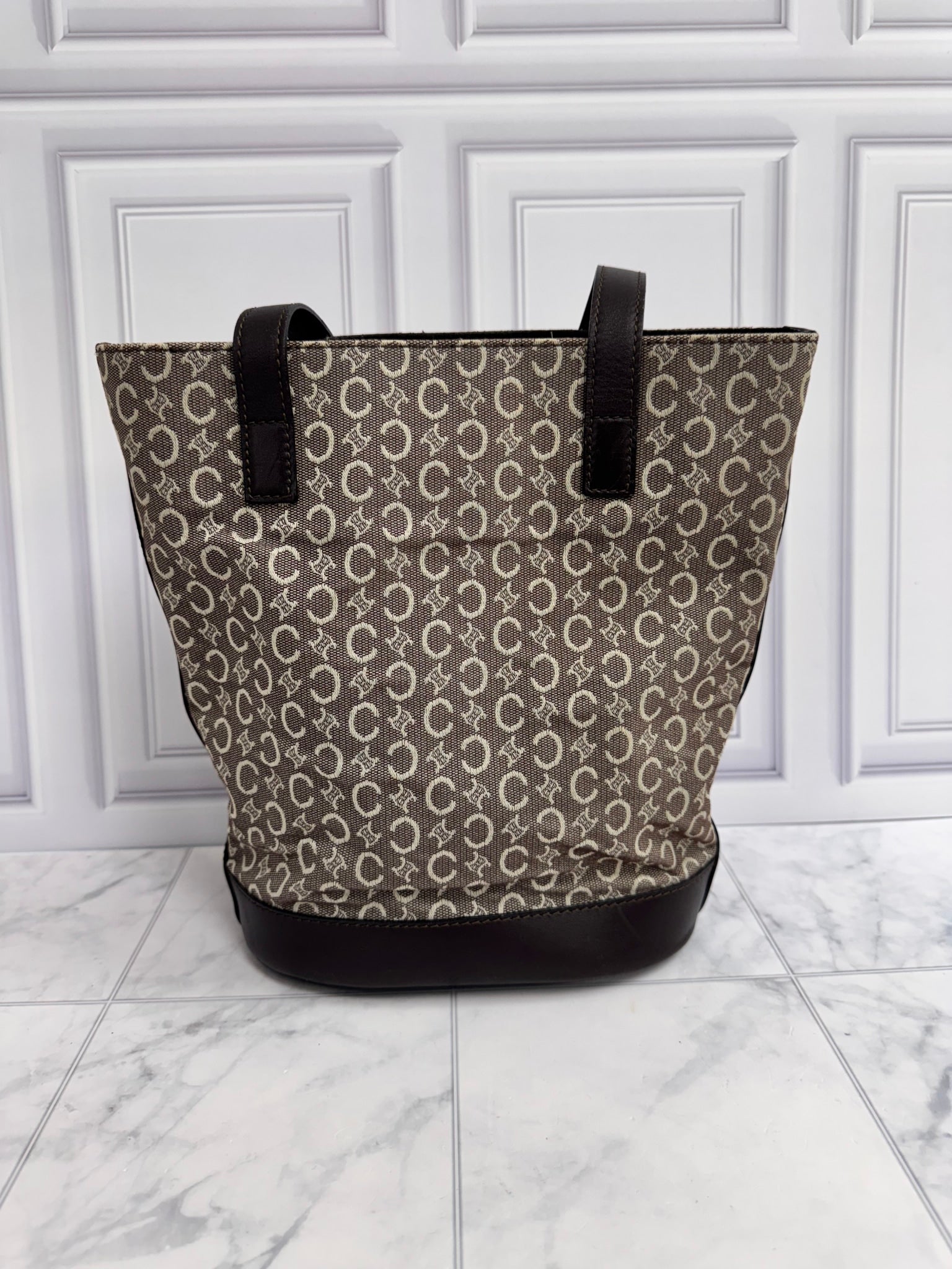 Celine Brown C Macadam Canvas Bucket Bag