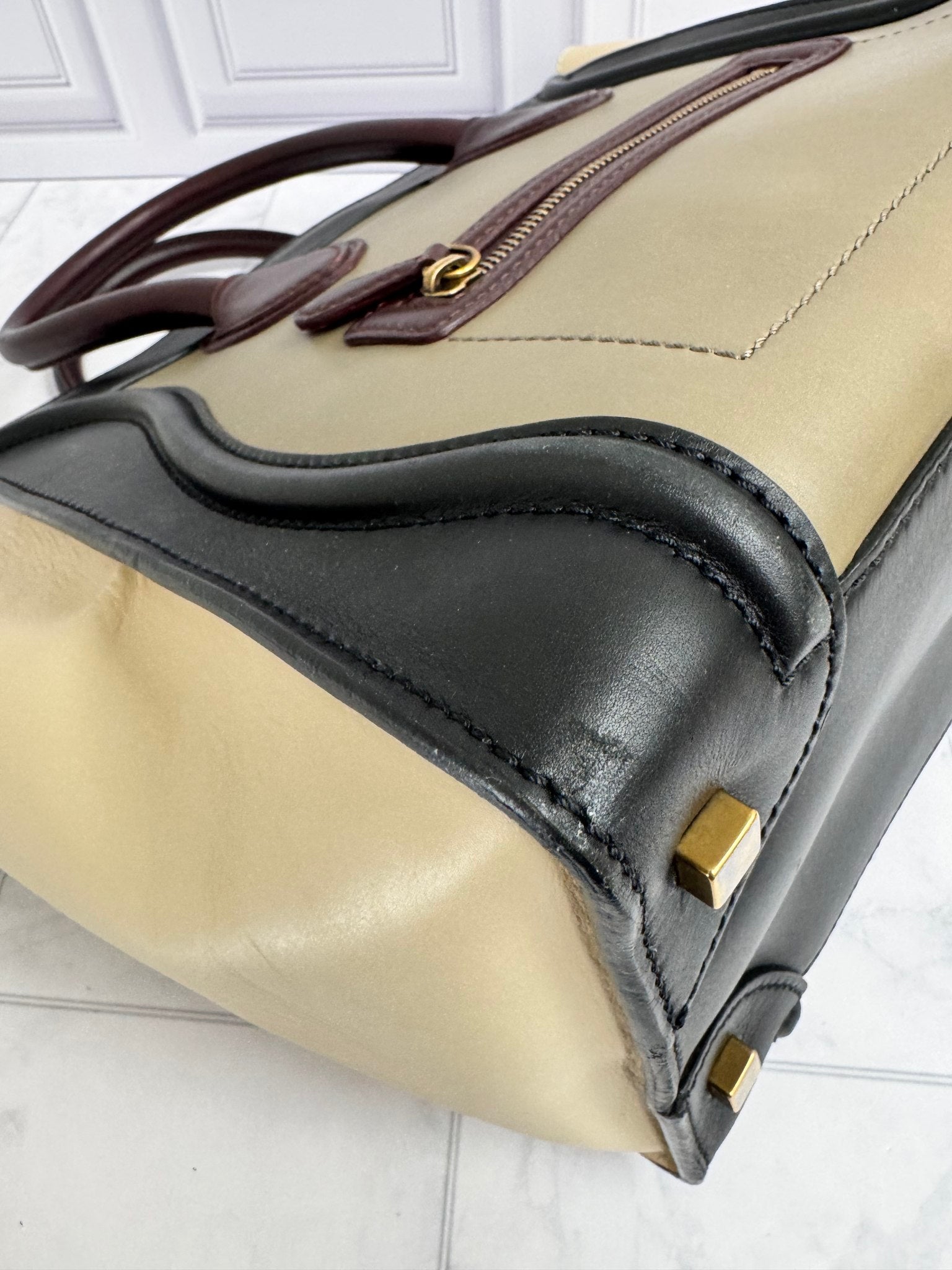 Celine Tricolor Leather Mini Luggage Tote