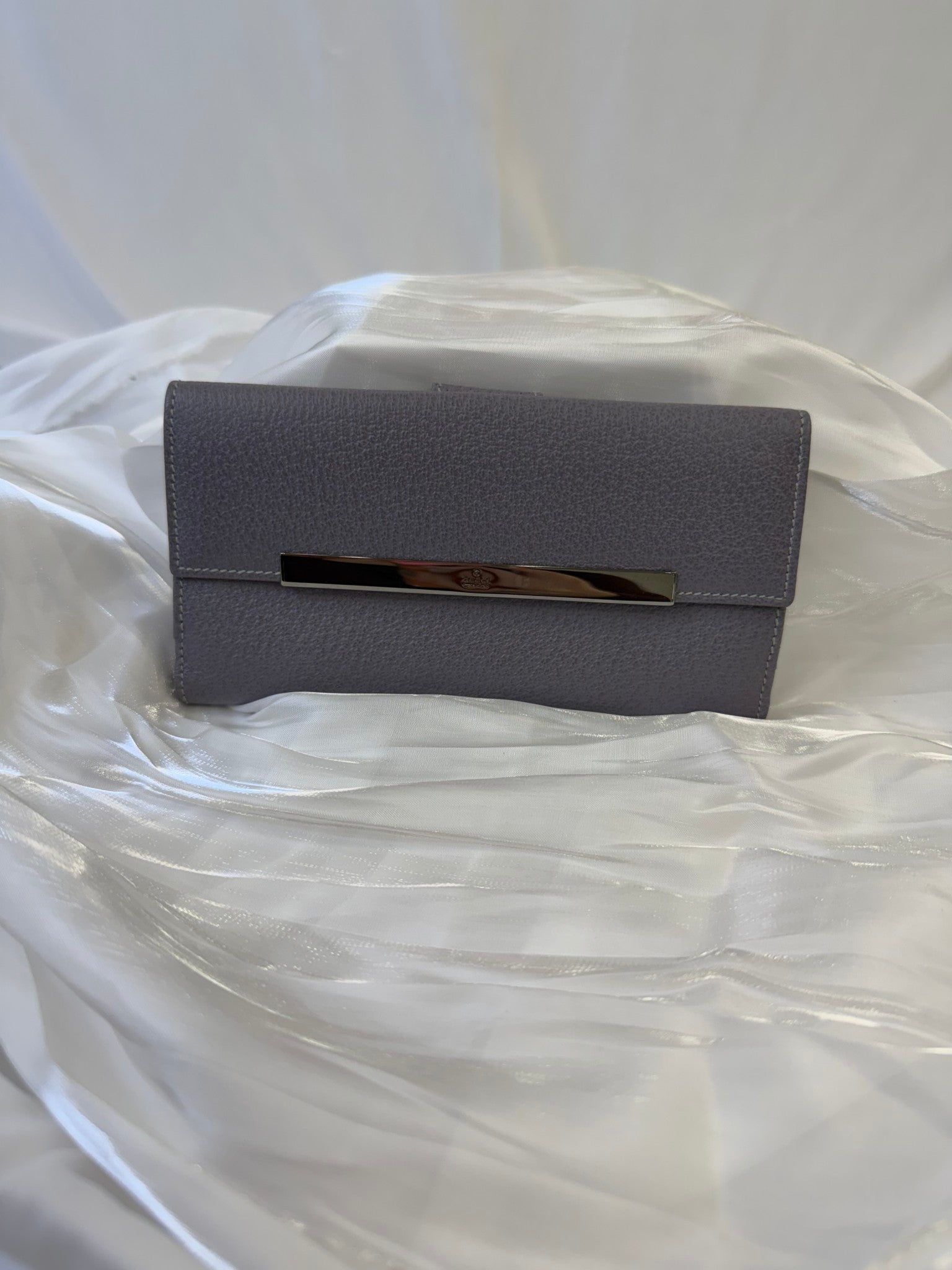 Gucci Lavender Leather Long Snap Wallet