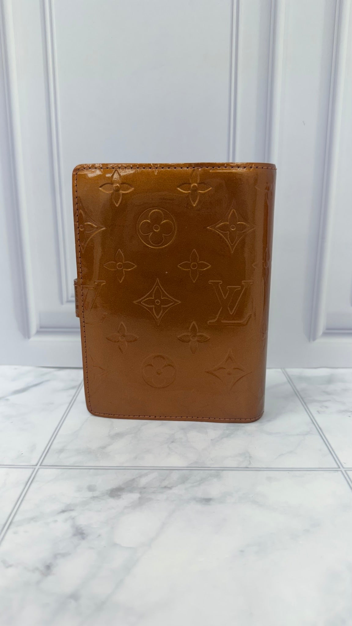 Louis Vuitton Bronze Vernis Leather Passport Agenda PM Cover