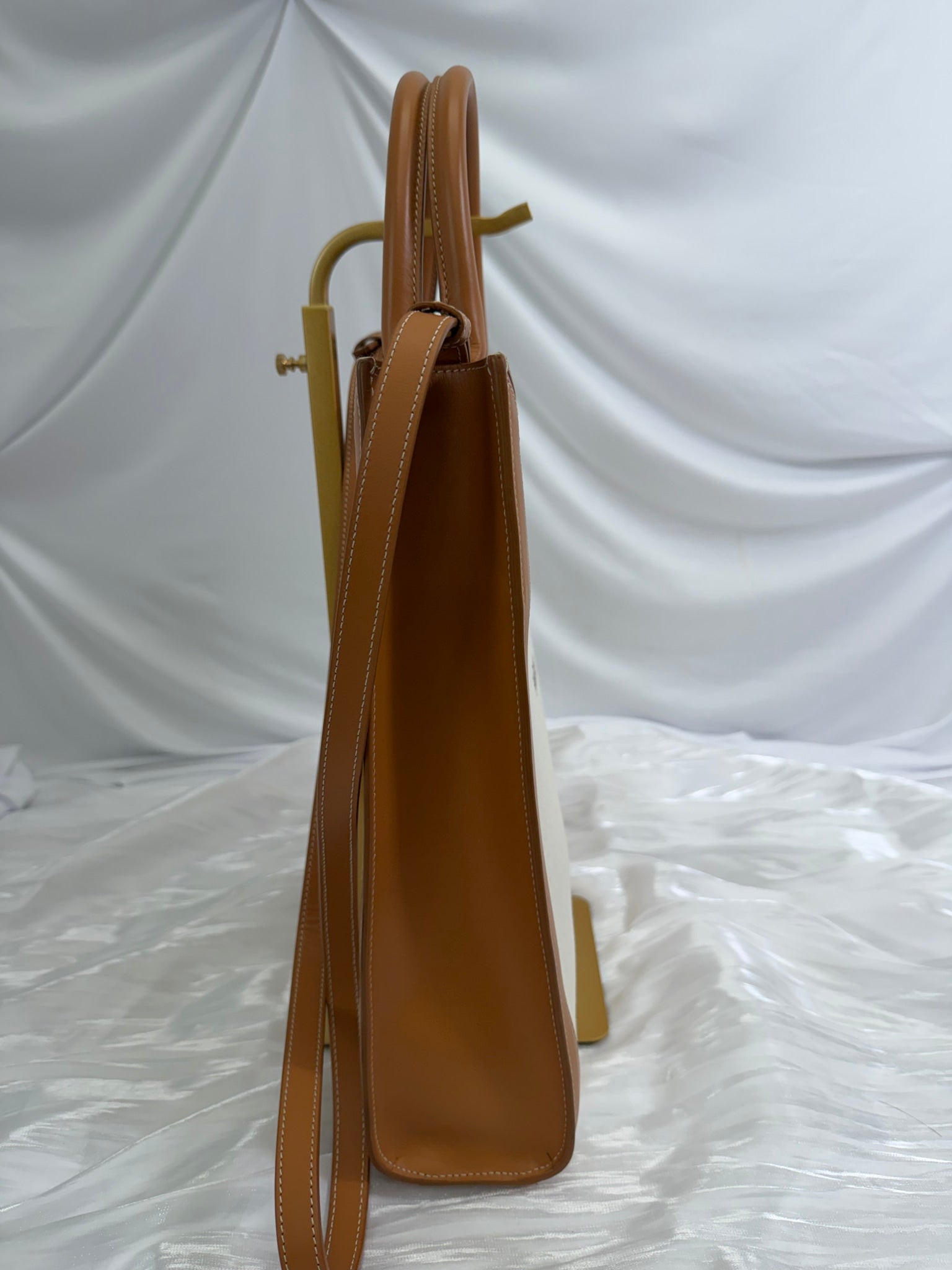 Celine Cream Canvas x Tan Leather Large Vertical Cabas