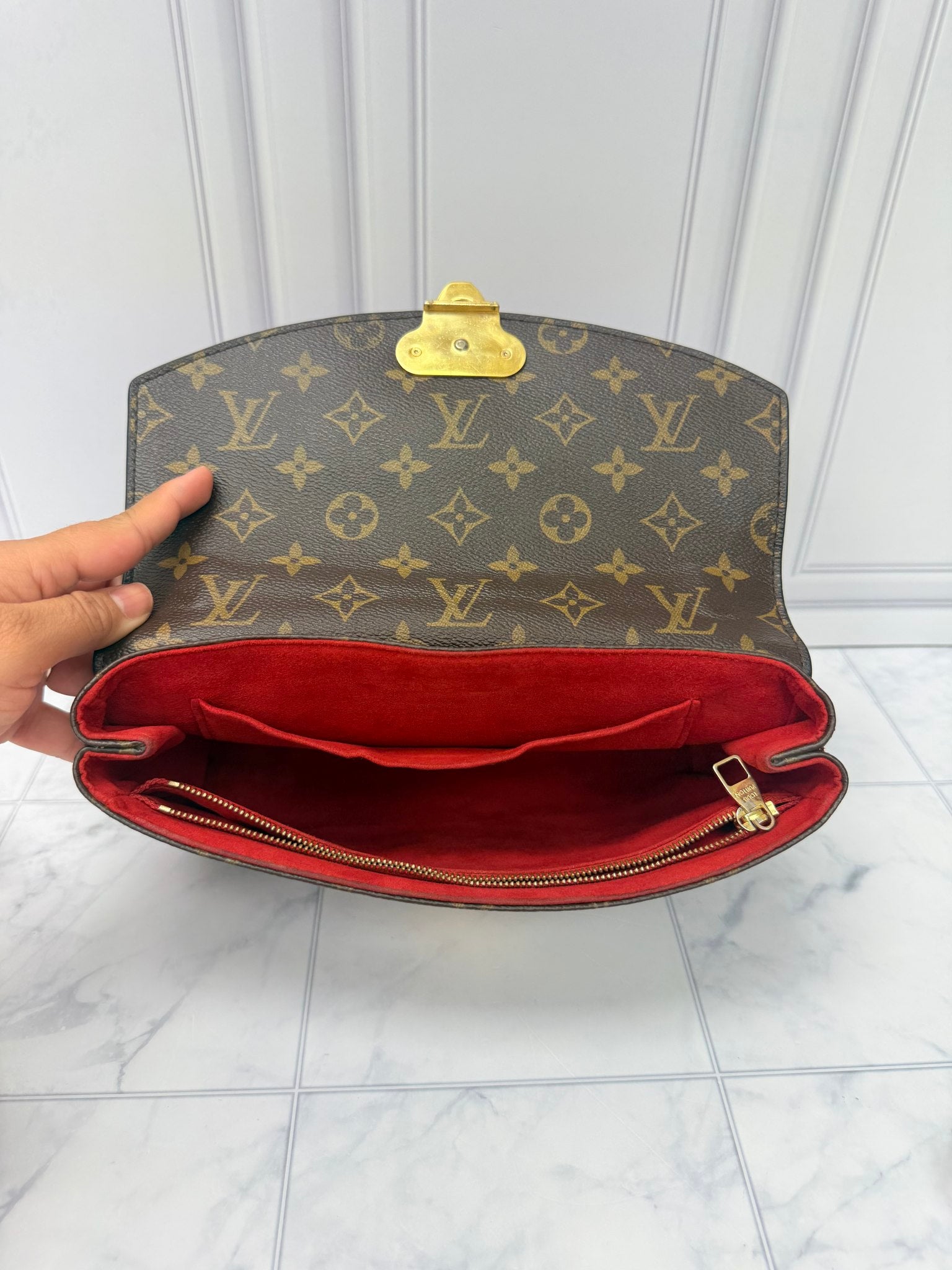 Louis Vuitton Monogram Red Leather Saint Placide Shoulder Bag