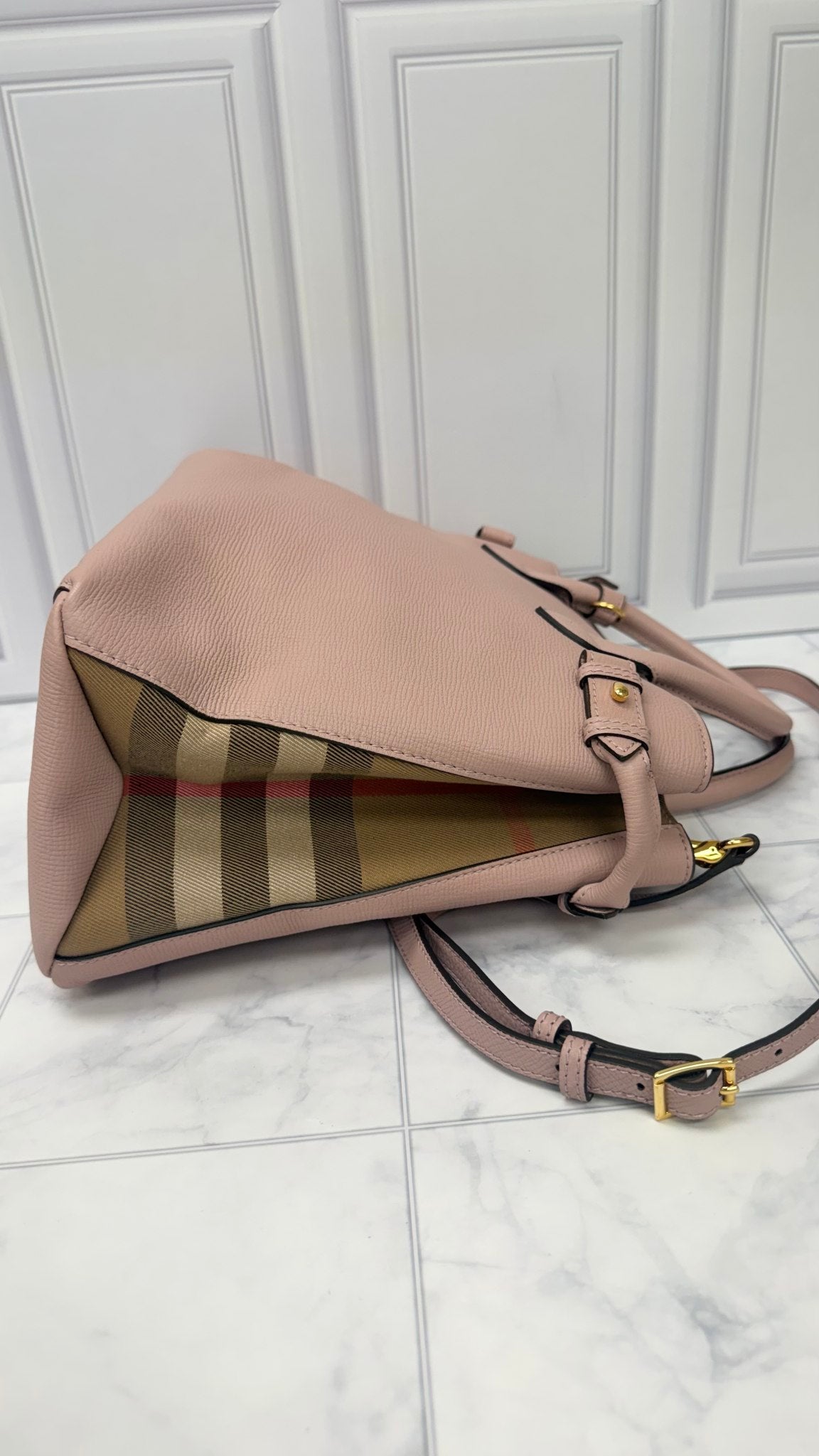 Burberry Pink Leather Tote Bag