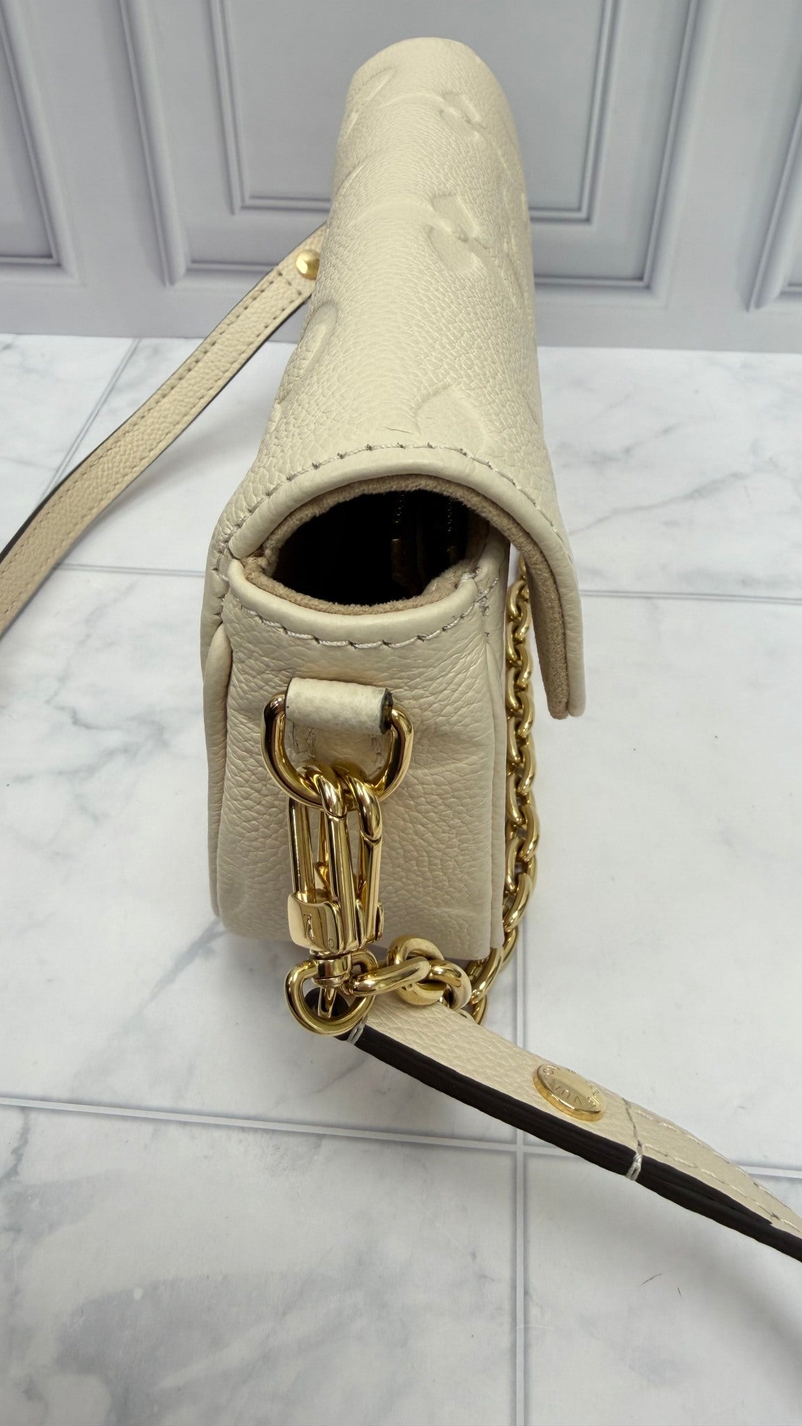 Louis Vuitton Cream Empreinte Ivy Wallet on a Chain