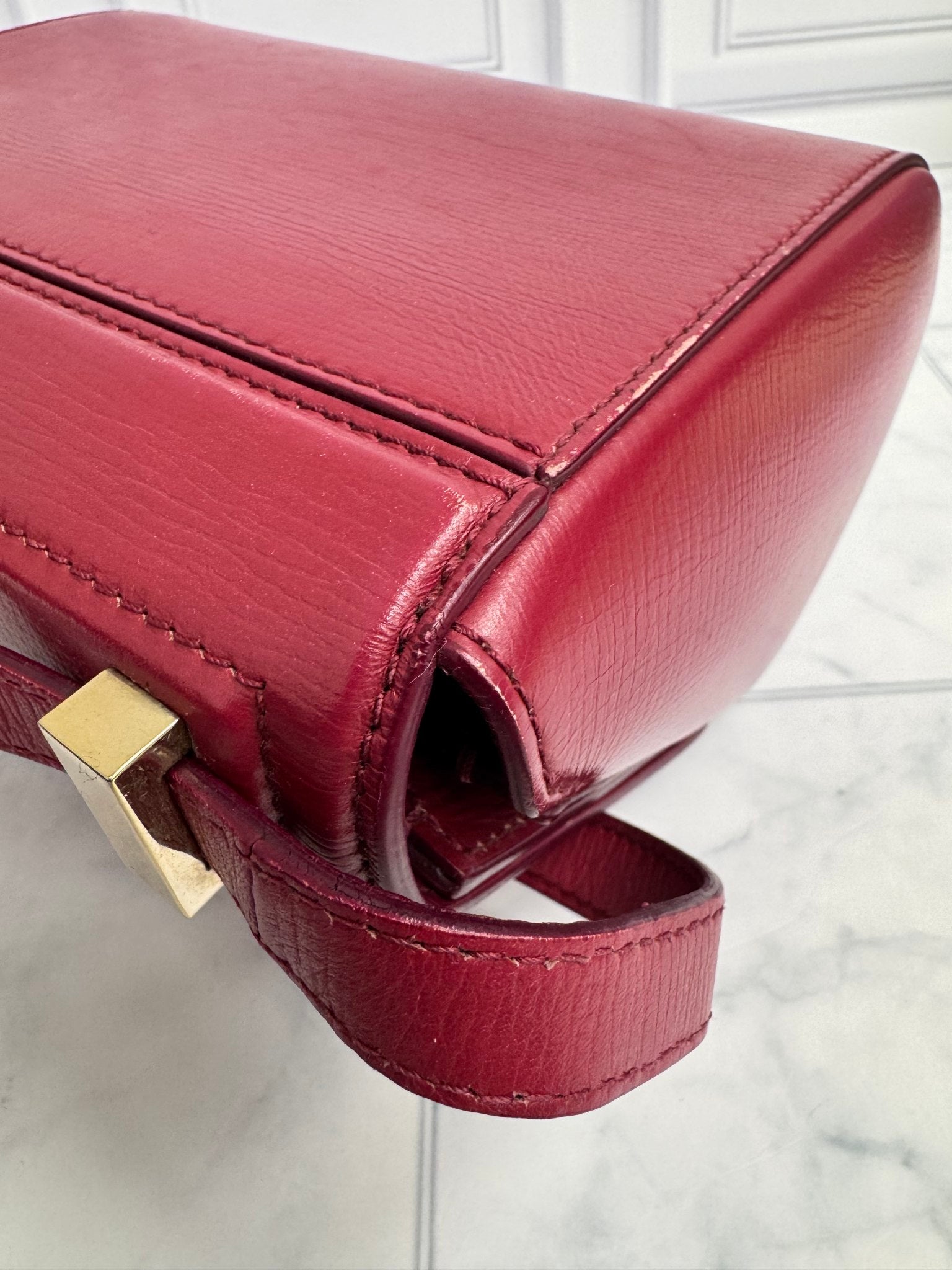 Givenchy Burgundy Leather Pandora Box Mini Crossbody Bag