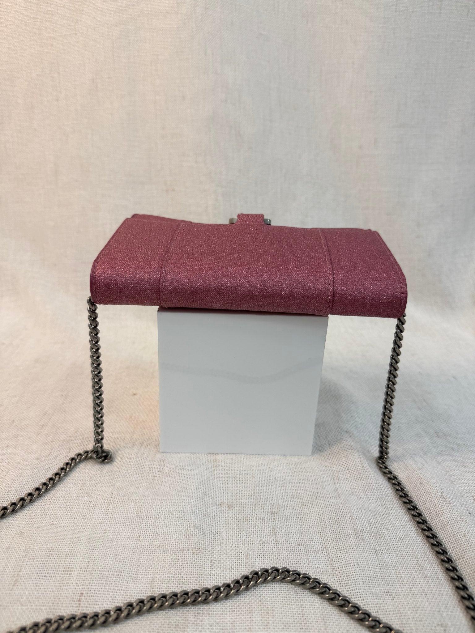 Balenciaga Pink Metallic XS Hourglass Crossbody Bag