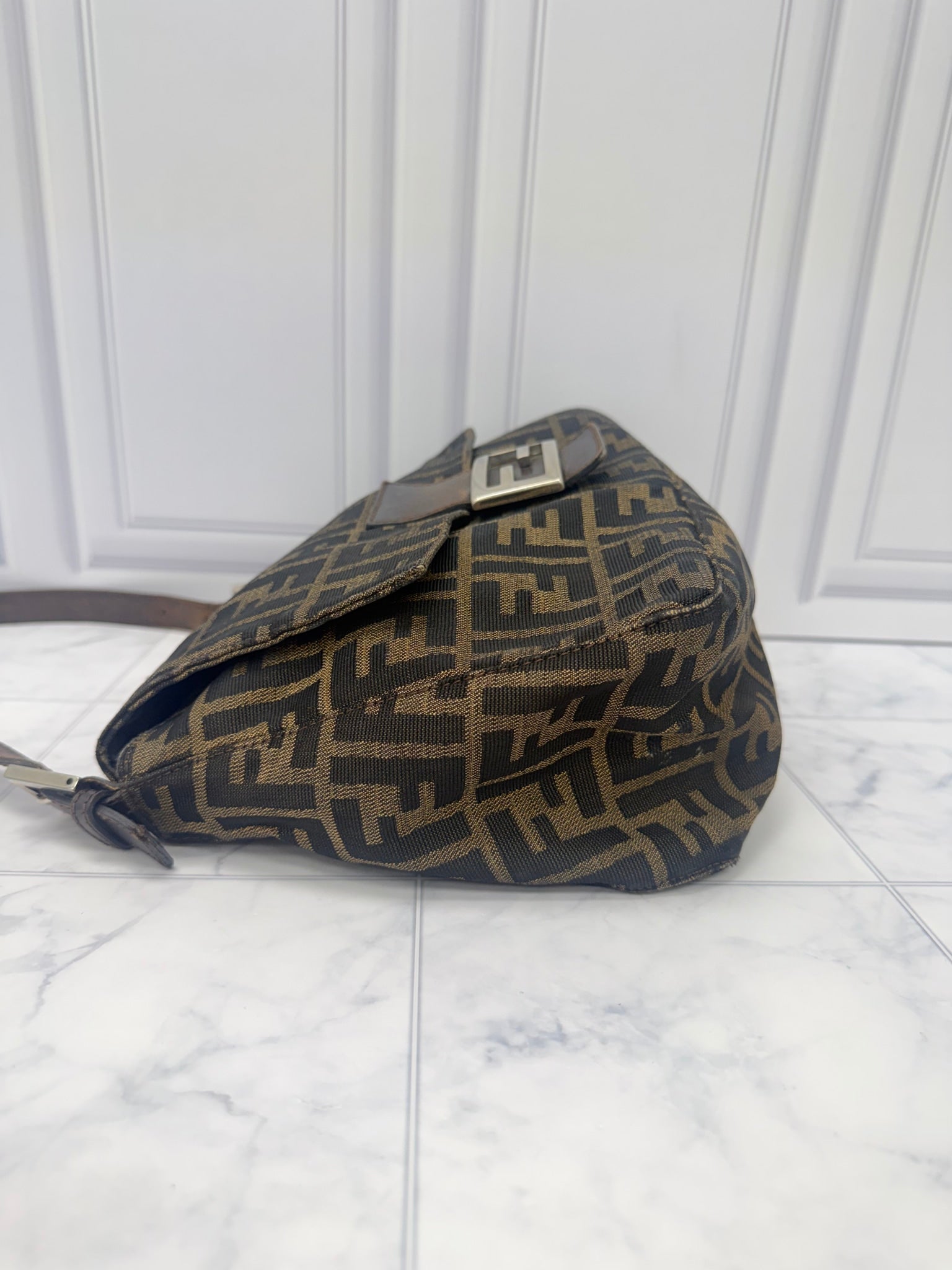 Fendi Brown Zucca Mamma Baguette Medium Shoulder Bag