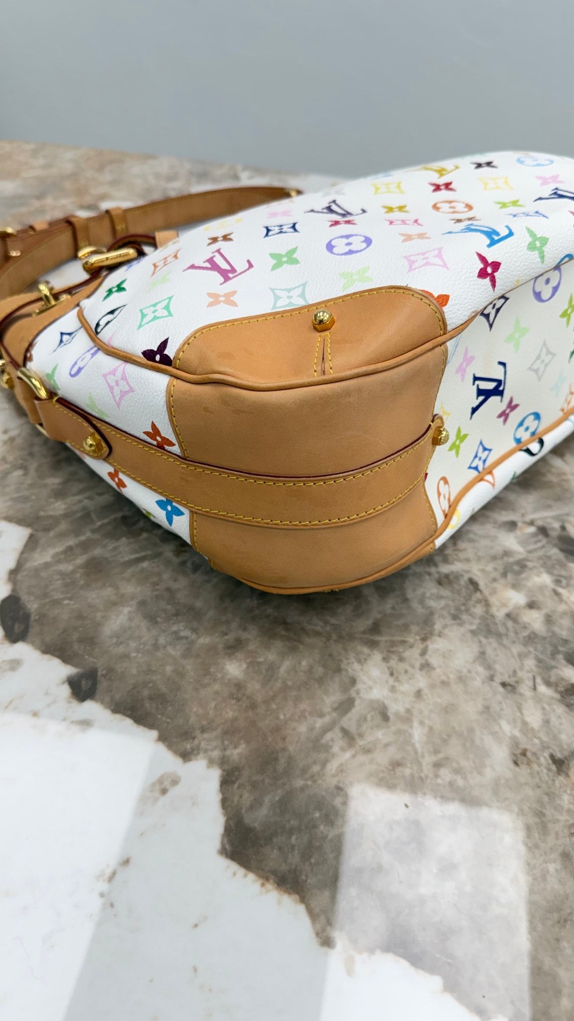 Louis Vuitton White Multicolor Monogram Greta Shoulder Bag