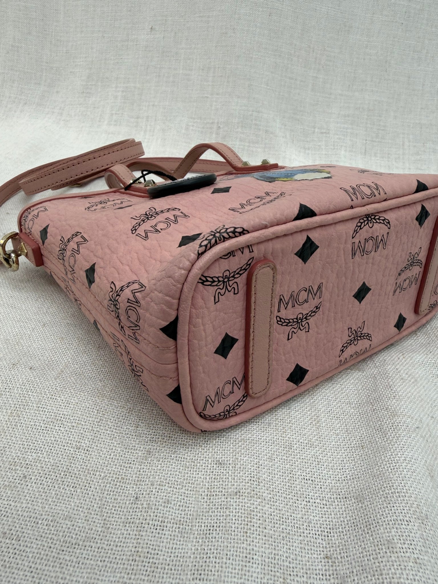 MCM Pink Coated Canvas Bunny 2Way Bag