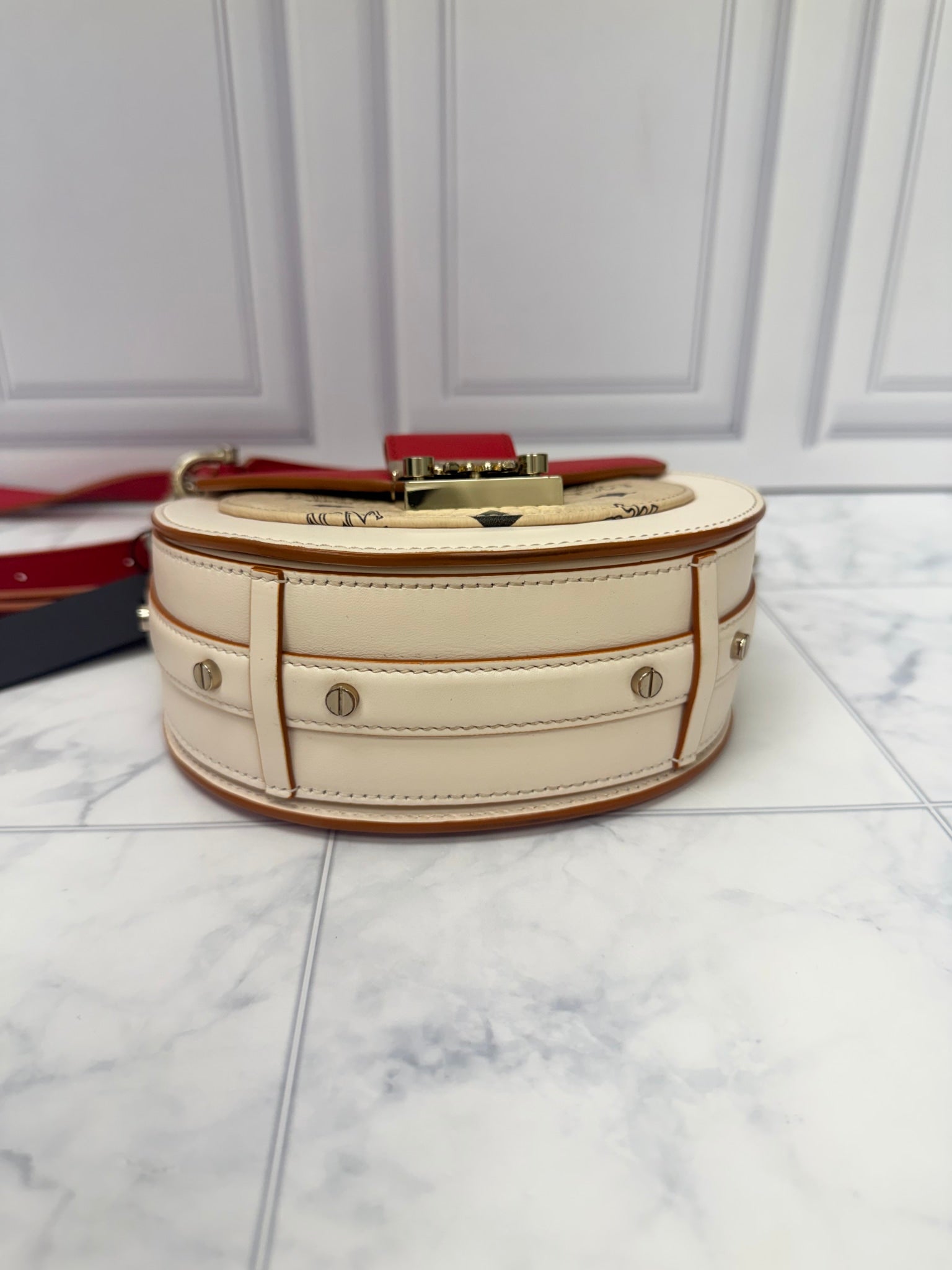 MCM Red And Cram Leather 2Way Patricia Crossbody Bag