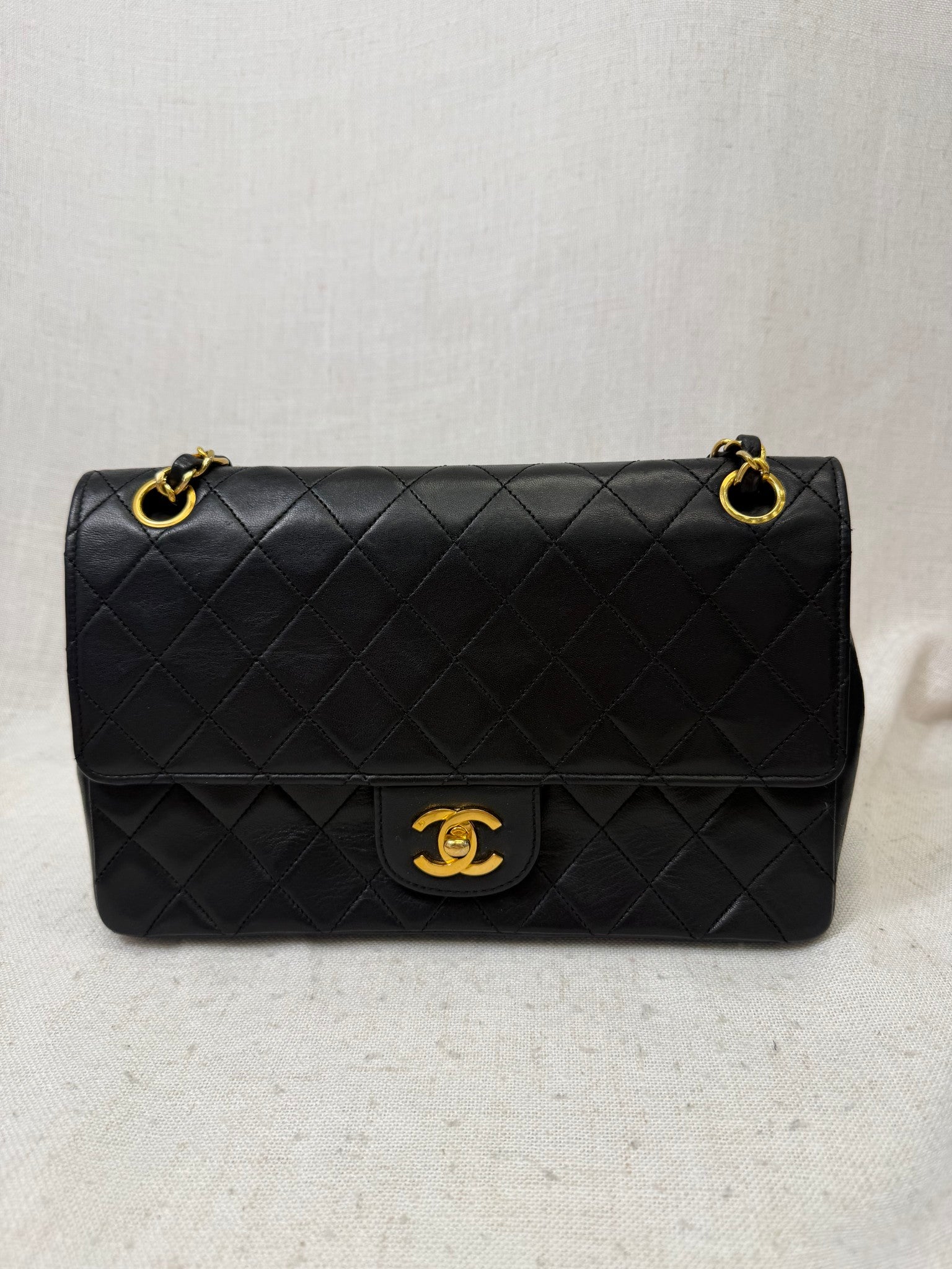 Chanel Black Lambskin Leather Classic Flap Bag