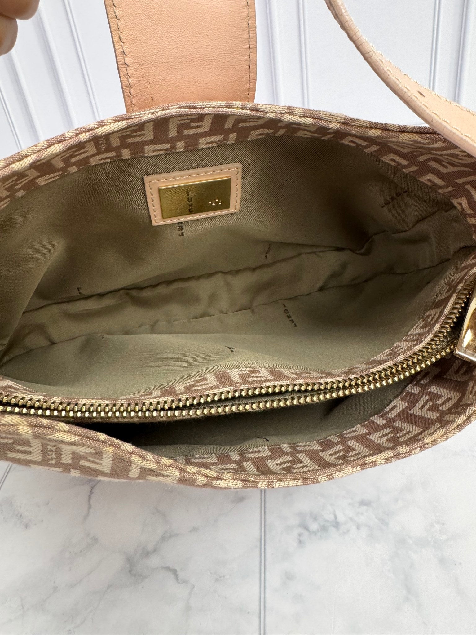 Fendi Pink Zucca Mamma Baguette Handbag