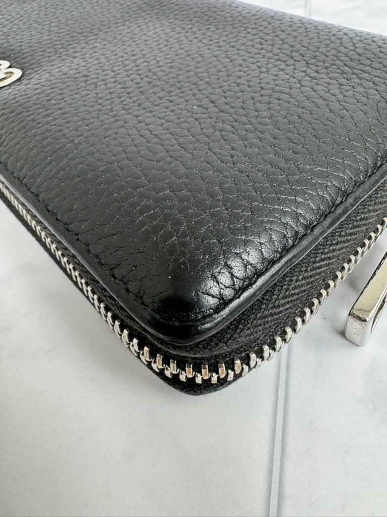 Gucci Black Grained Leather Long Zippy Wallet