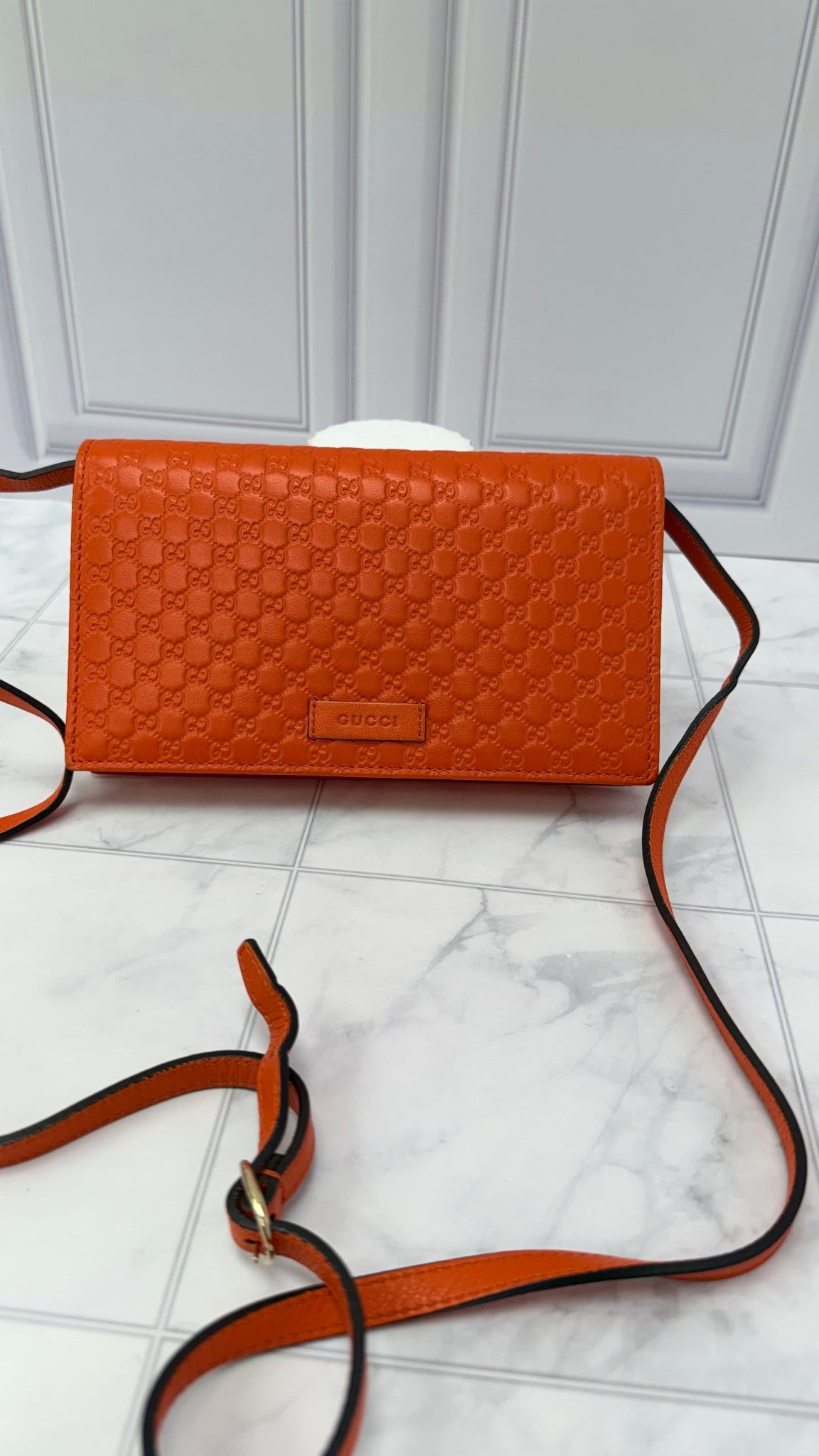 Gucci Orange Microguccissima Wallet on a Chain