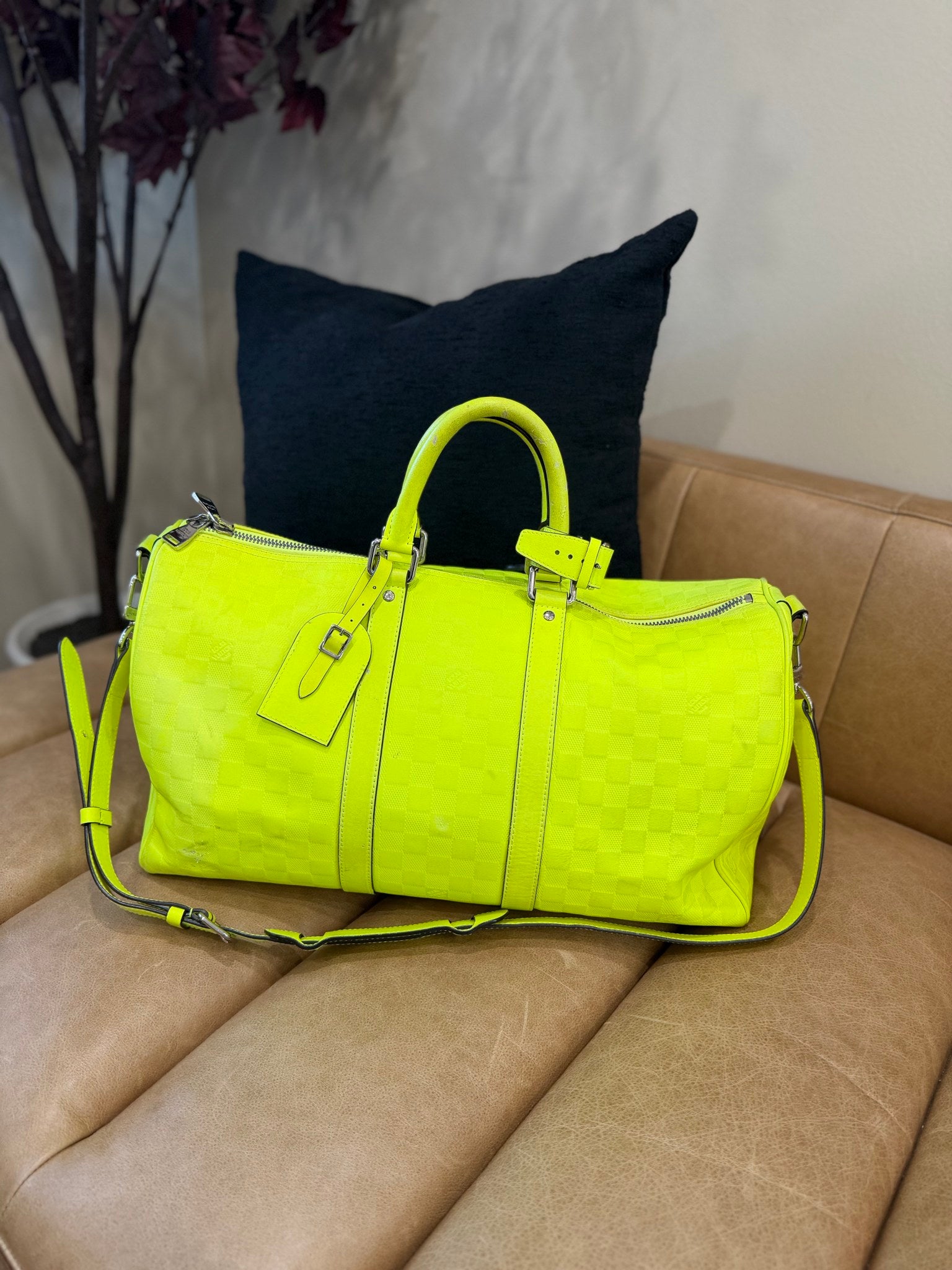 Louis Vuitton Yellow Damier Infini Keepall Bandouliere 45 Bag