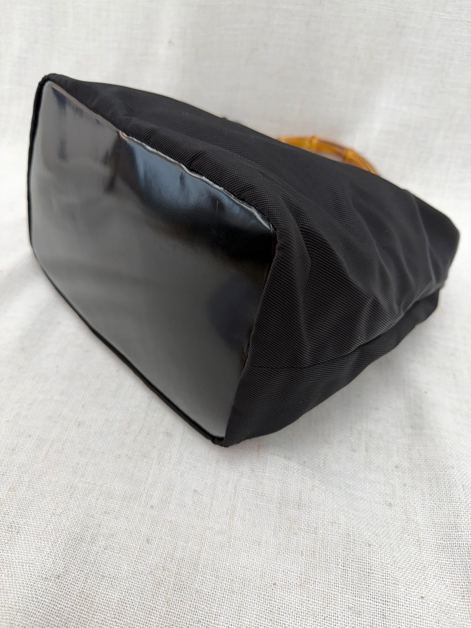 Gucci Black Nylon Bamboo Shoulder Bag