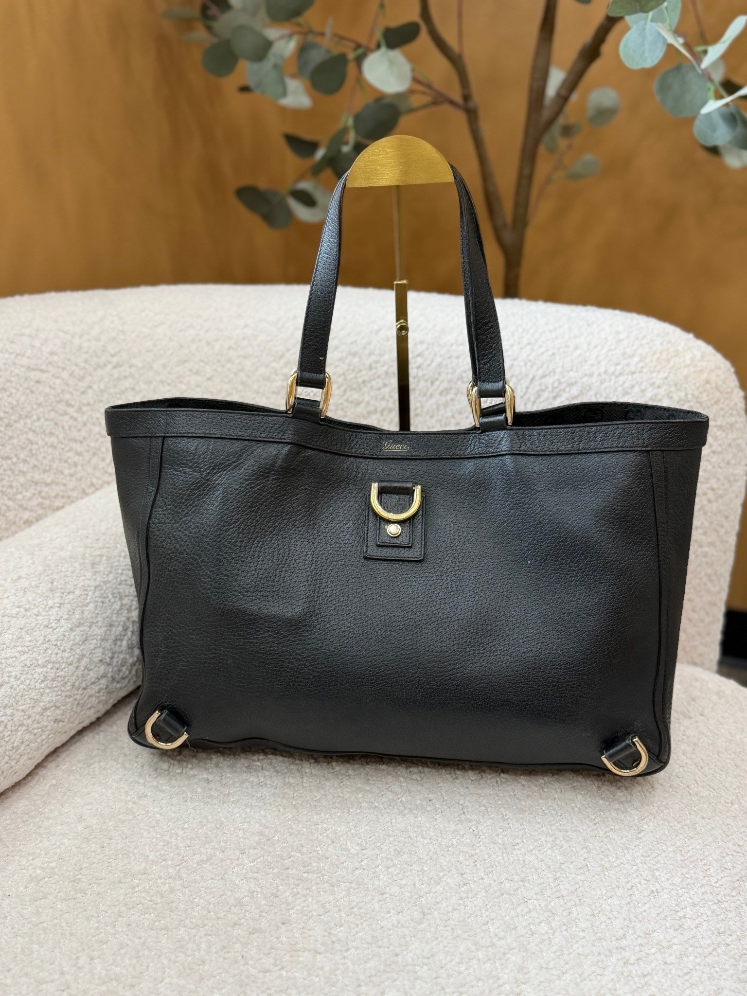 Gucci Black Leather Abbey Tote