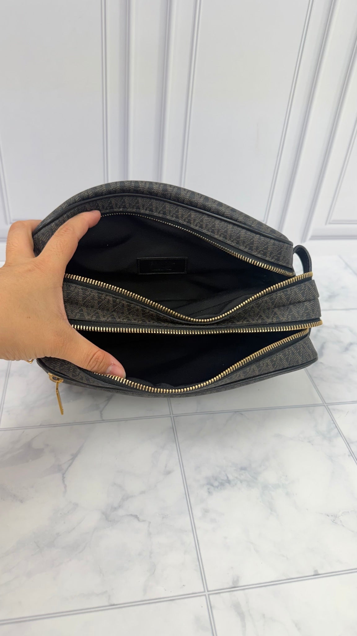 Saint Laurent Saint Laurent YSL Brown And Black Canvas Toiletry Bag
