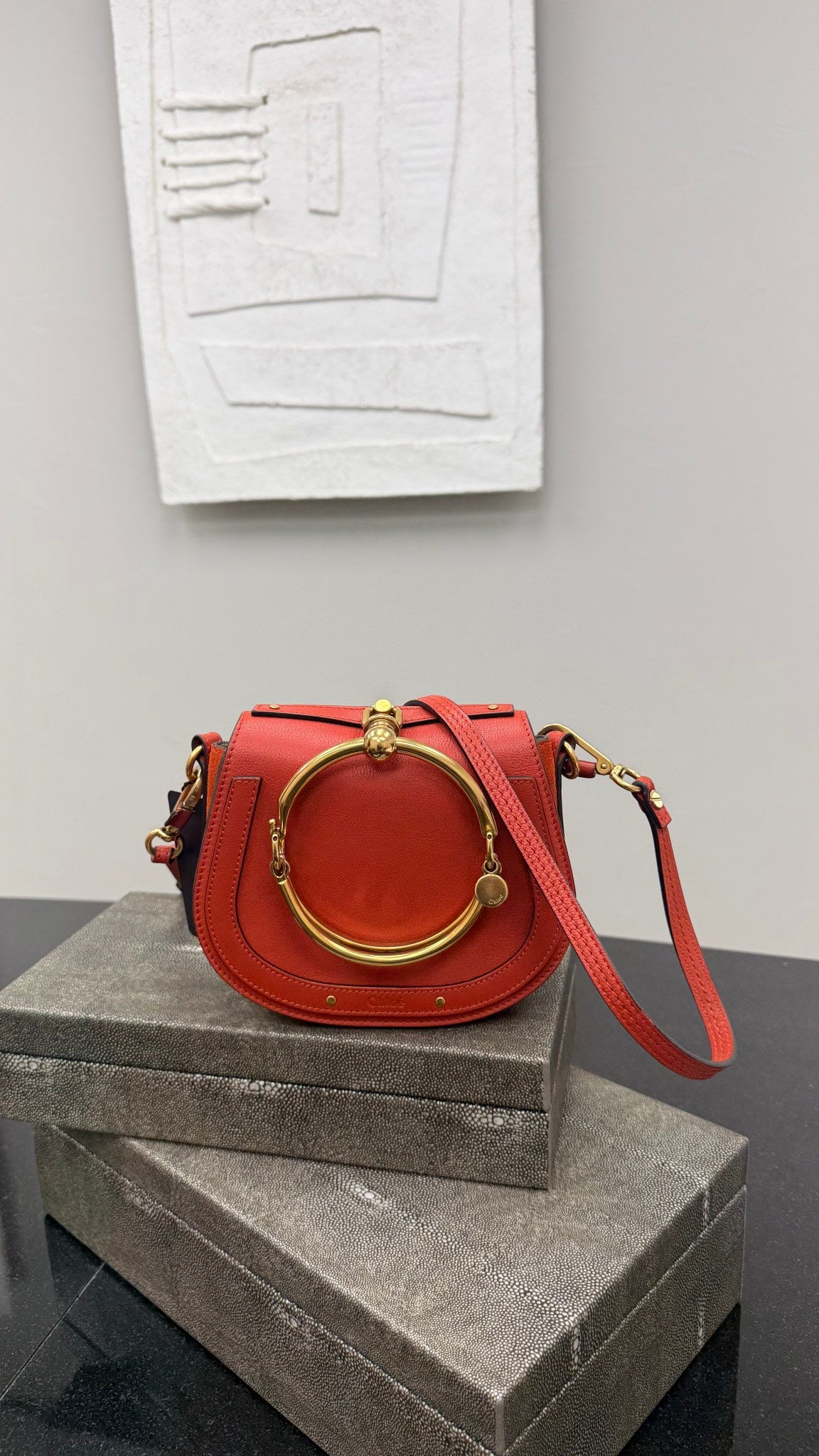 Chloe Orange Leather Small Nile Crossbody Bag