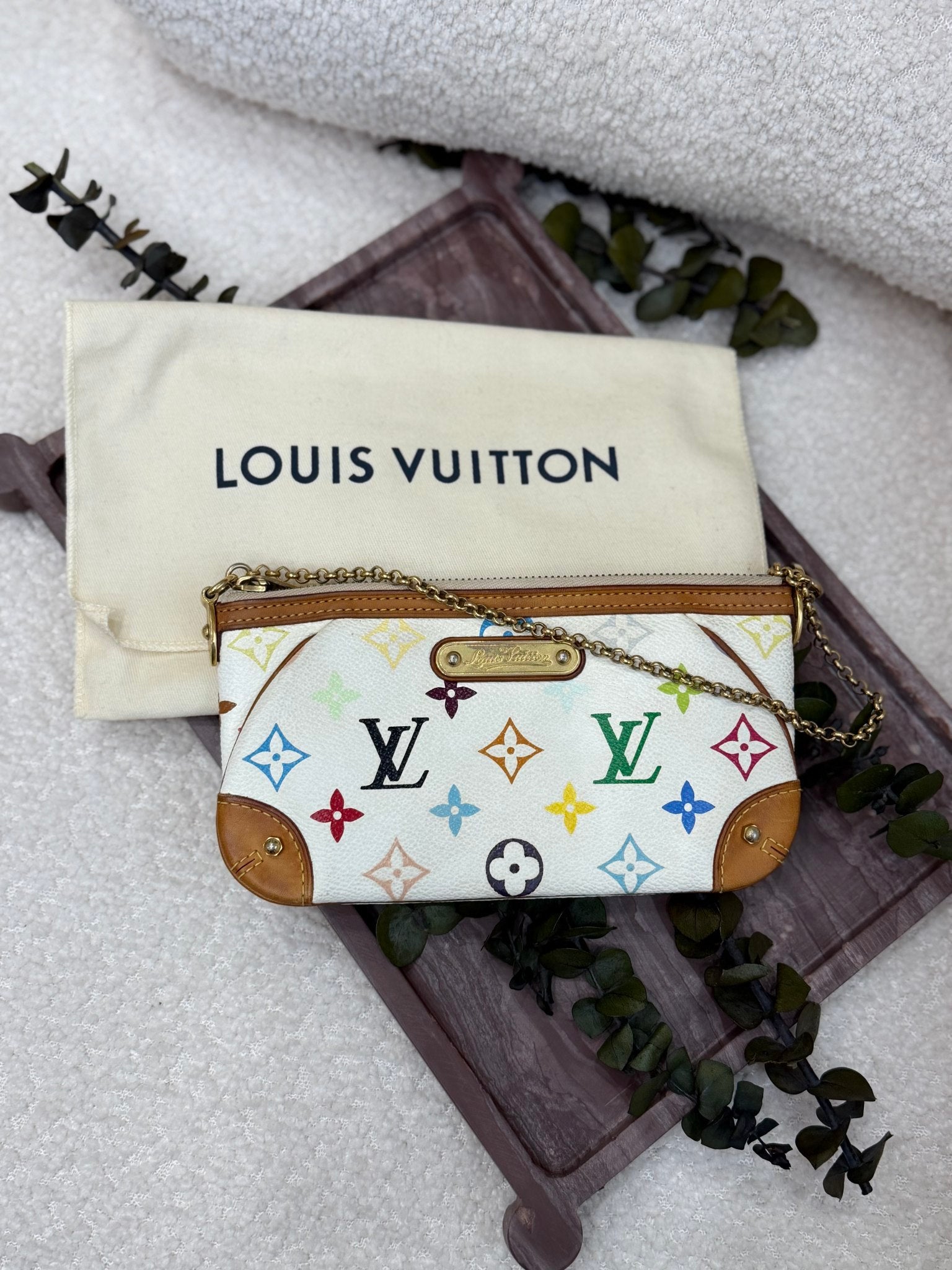 Louis Vuitton White Multicolore Monogram Milla MM Pochette