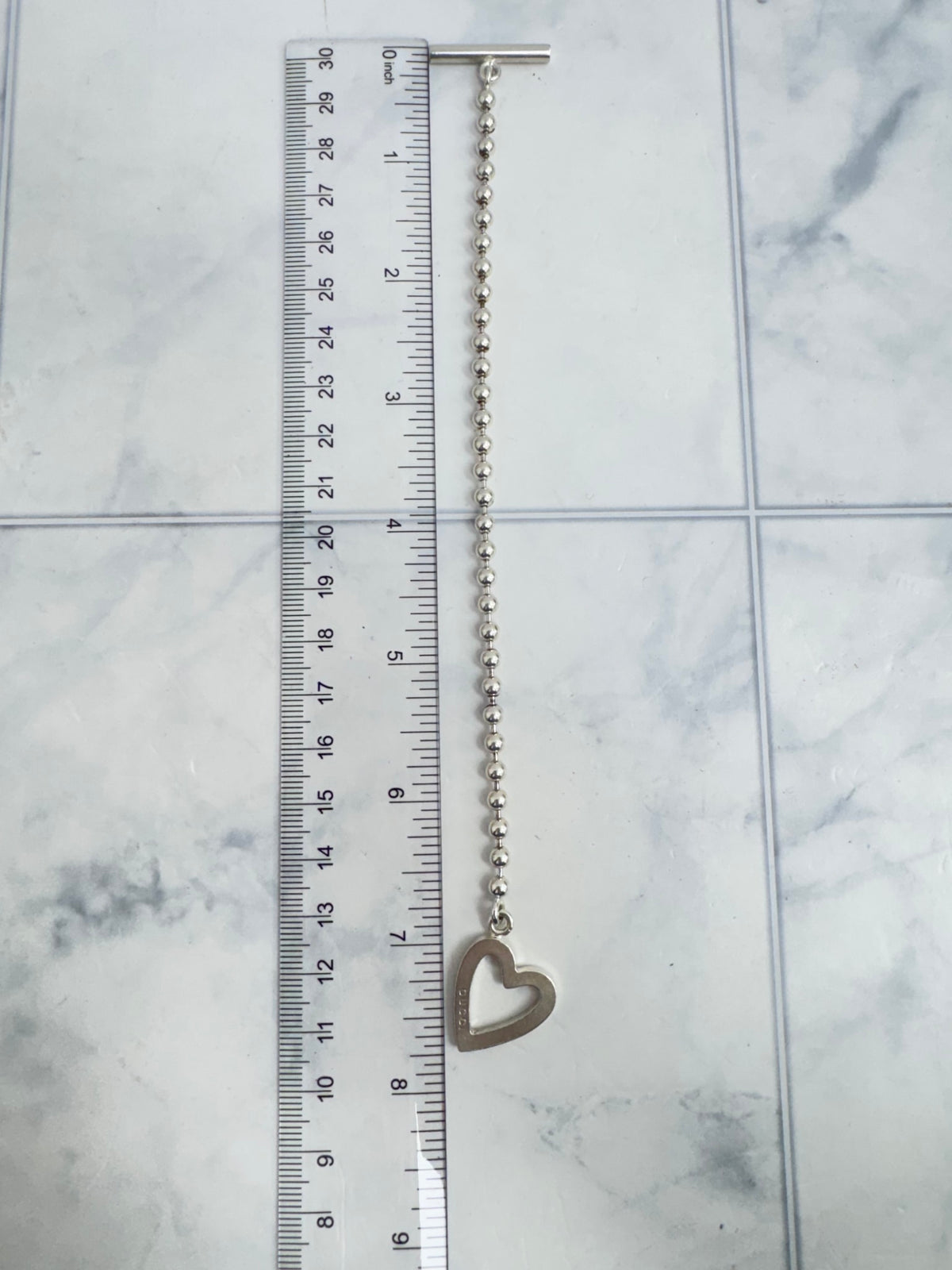 Gucci Silver Tone Boule Heart Toggle Bracelet