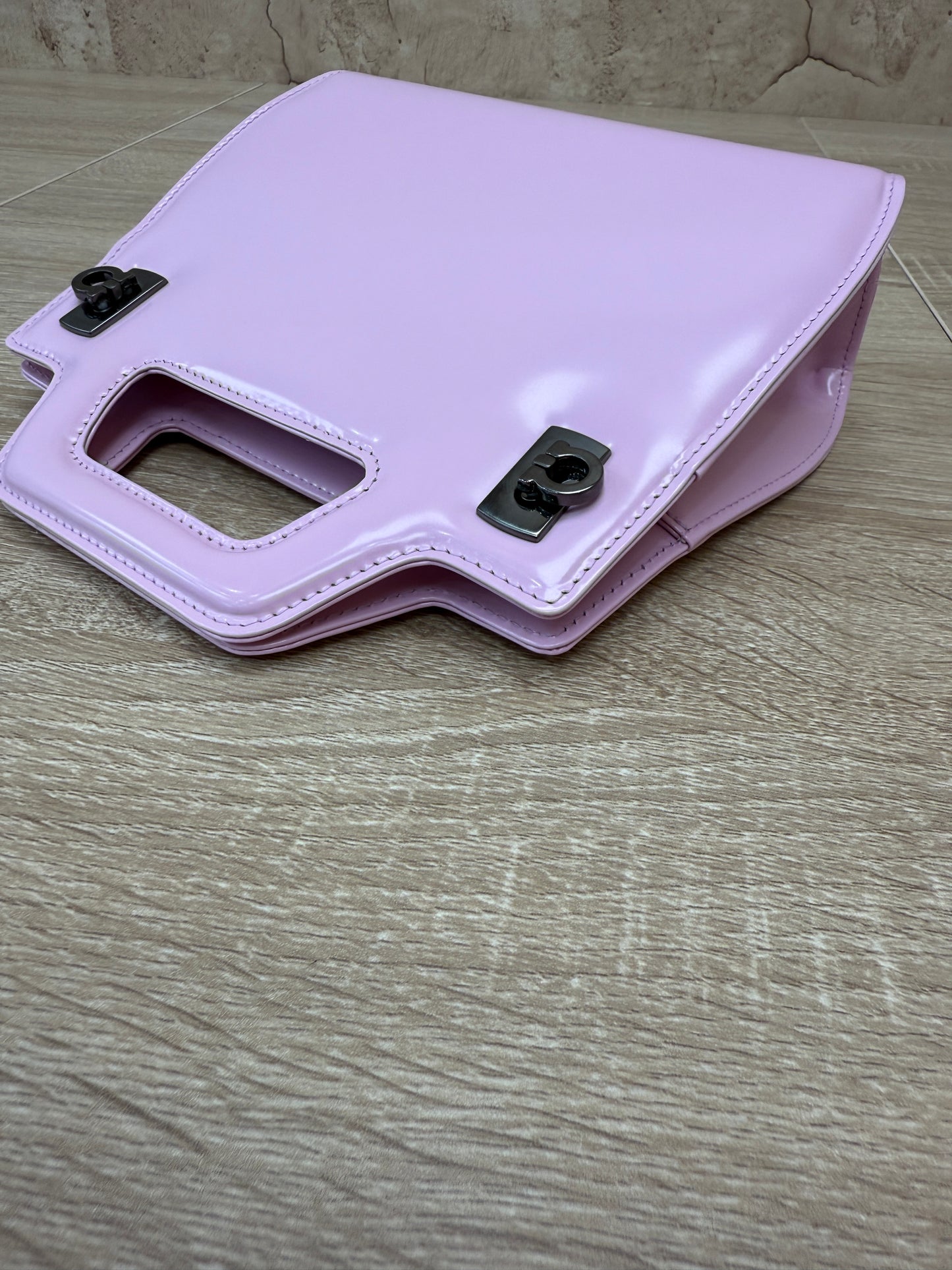 BRAND NEW- Salvatore Ferragamo Pink Leather Wanda Mini Top Handle Bag