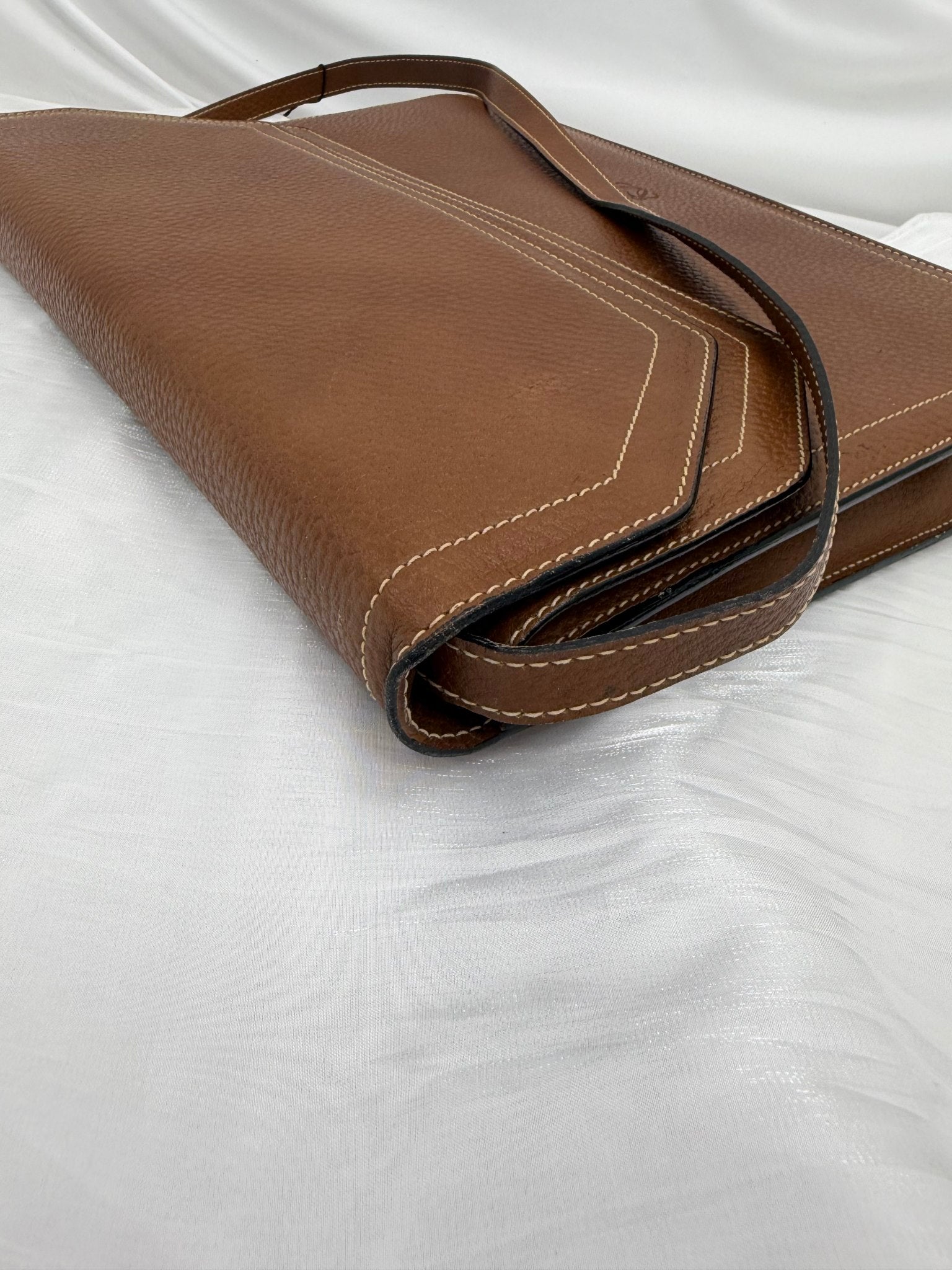 Loewe Vintage Brown Leather Double Flap Business Bag