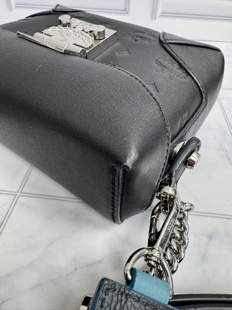 MCM Black Visetos Embossed Leather Soft Berlin 2Way Bag