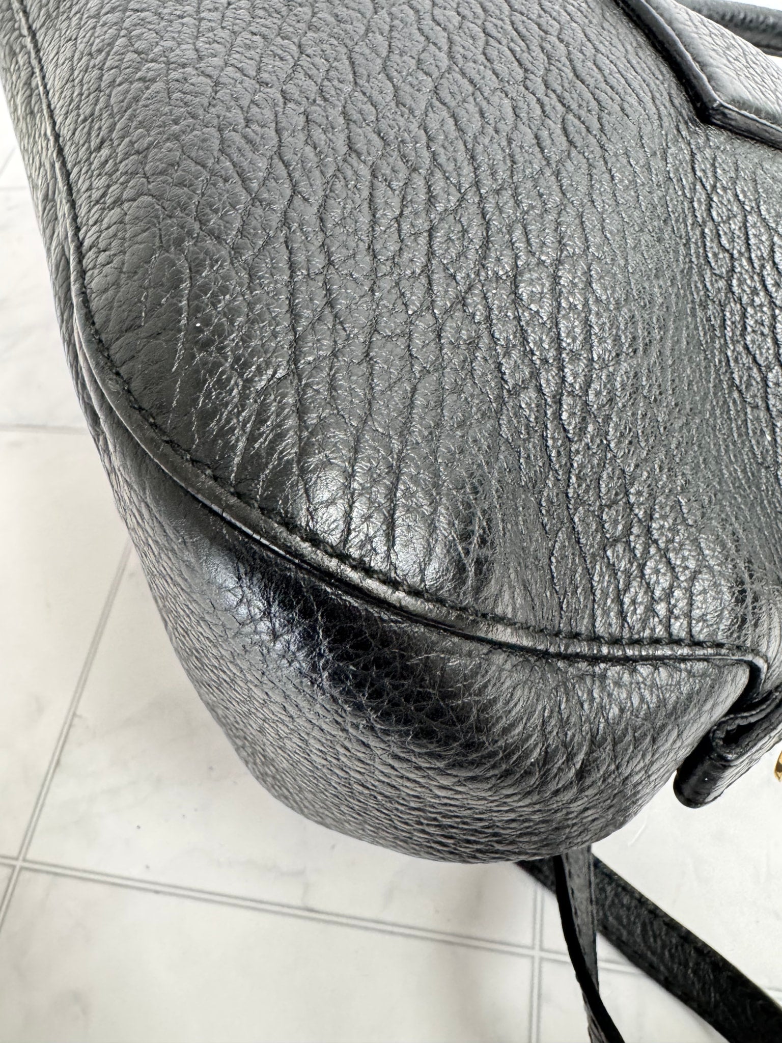 Burberry Black Grained Leather Orchard Heritage Large 2Way Bag