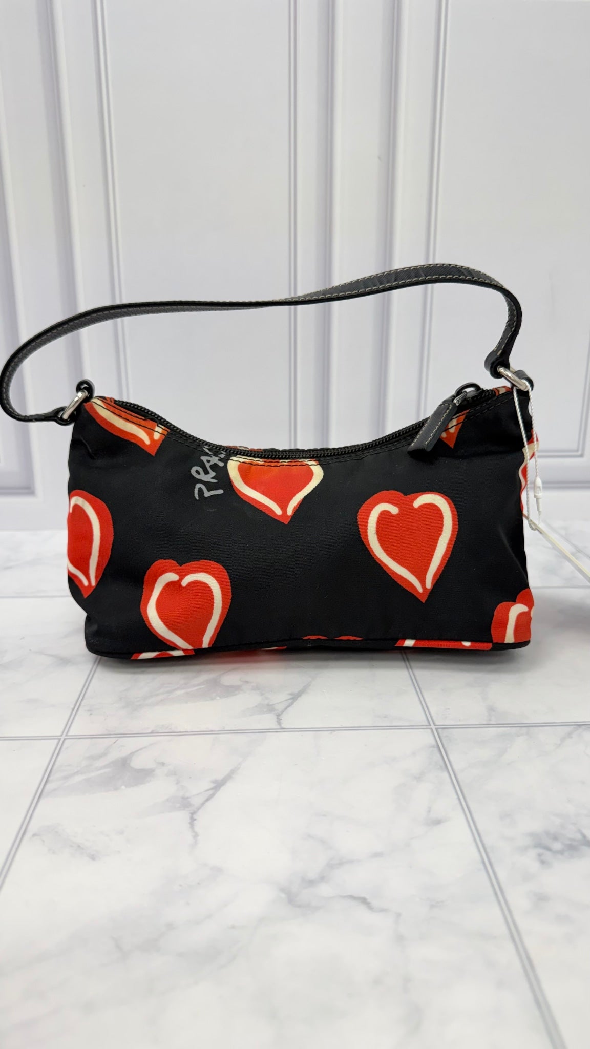 Prada Black Nylon Heart Shoulder Bag
