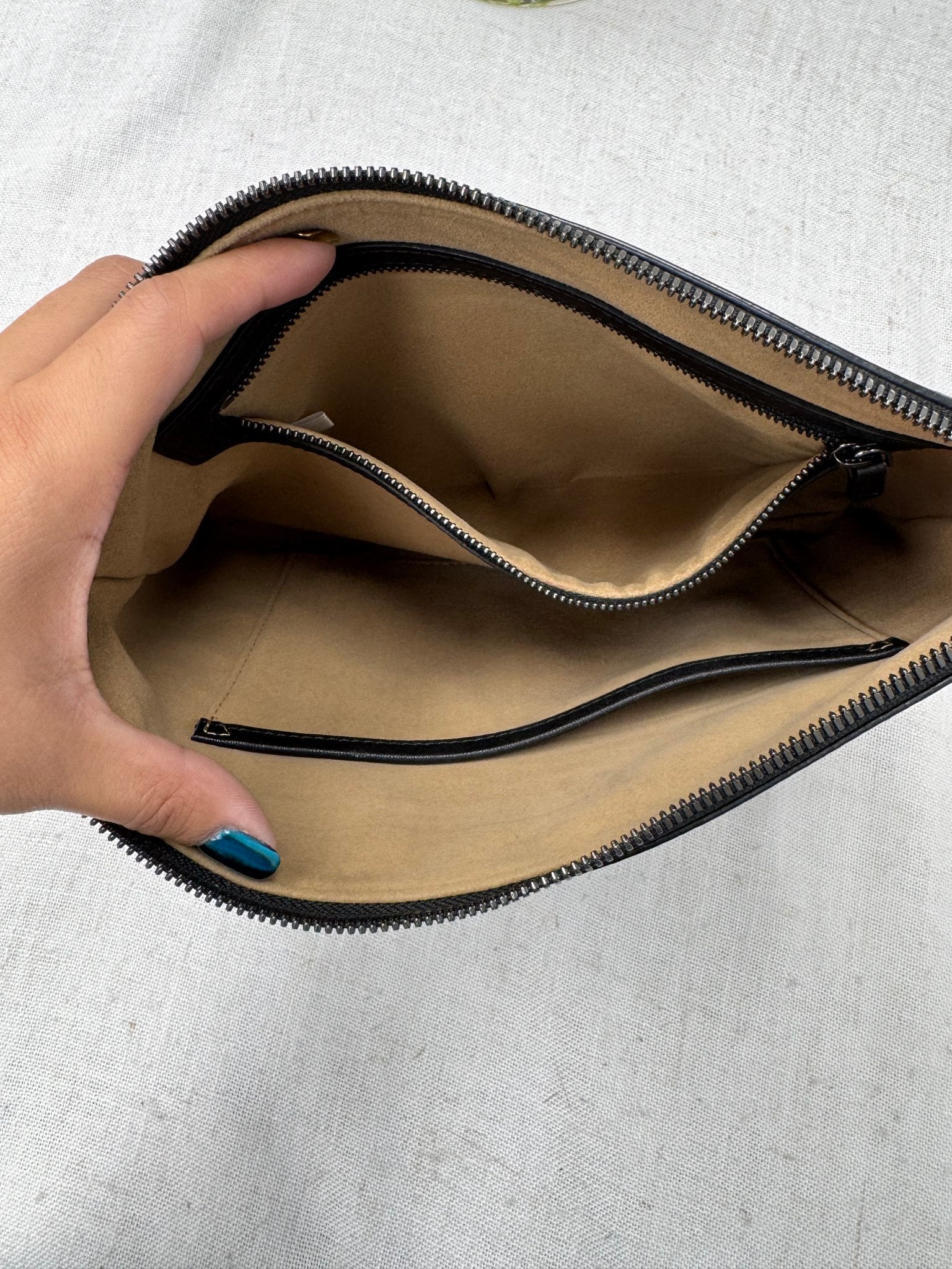 MCM Black Studded Leather Large Clutch