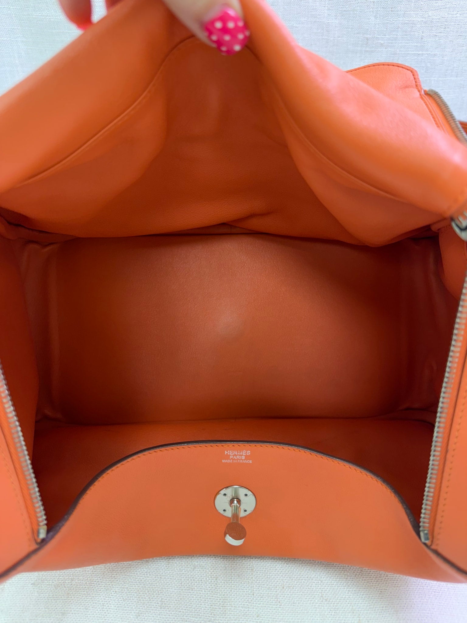 Hermes Orange Evercolor Leather Lindy 34 Handbag