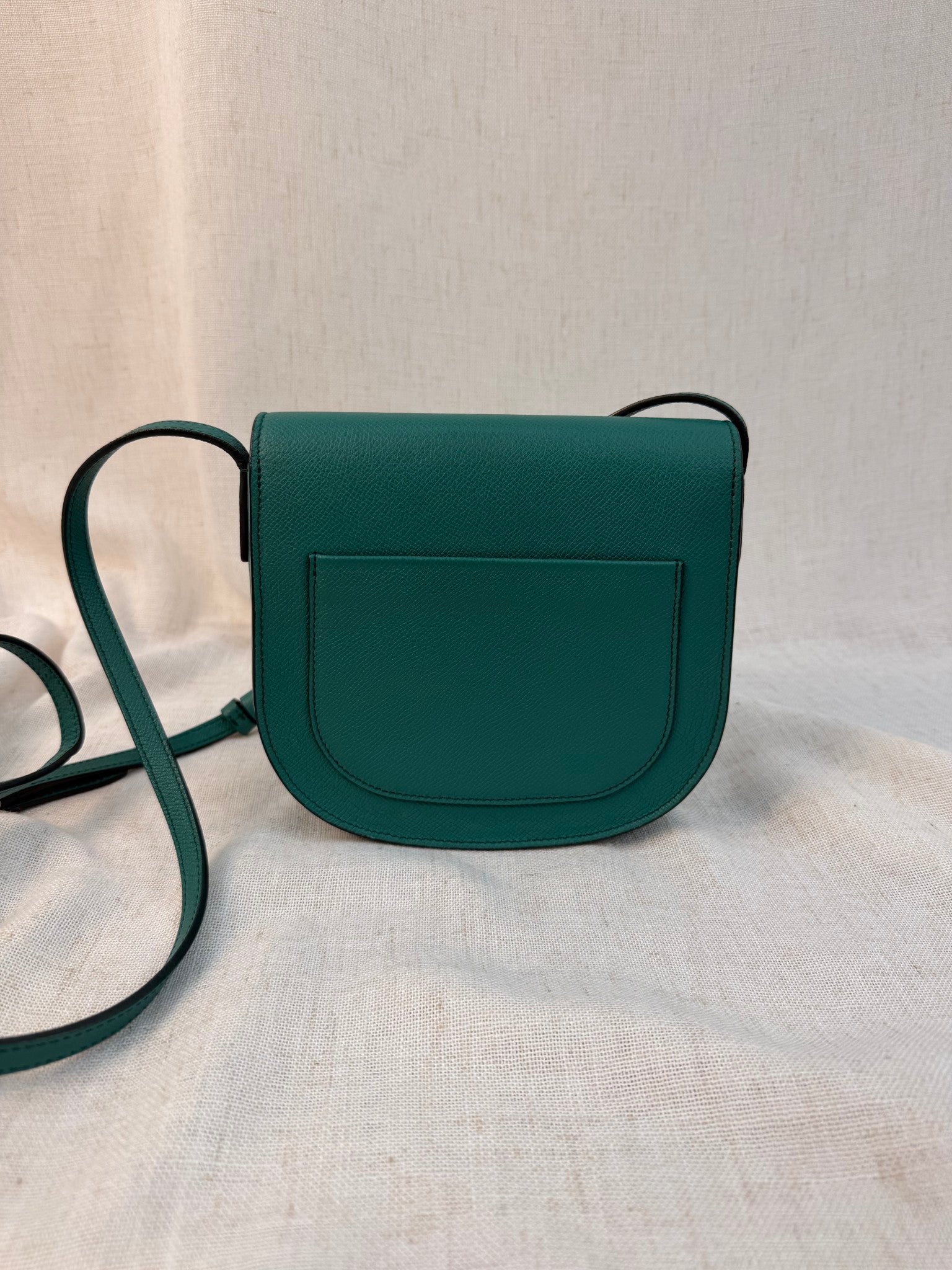 Celine Teal Leather Trotteur Crossbody Bag