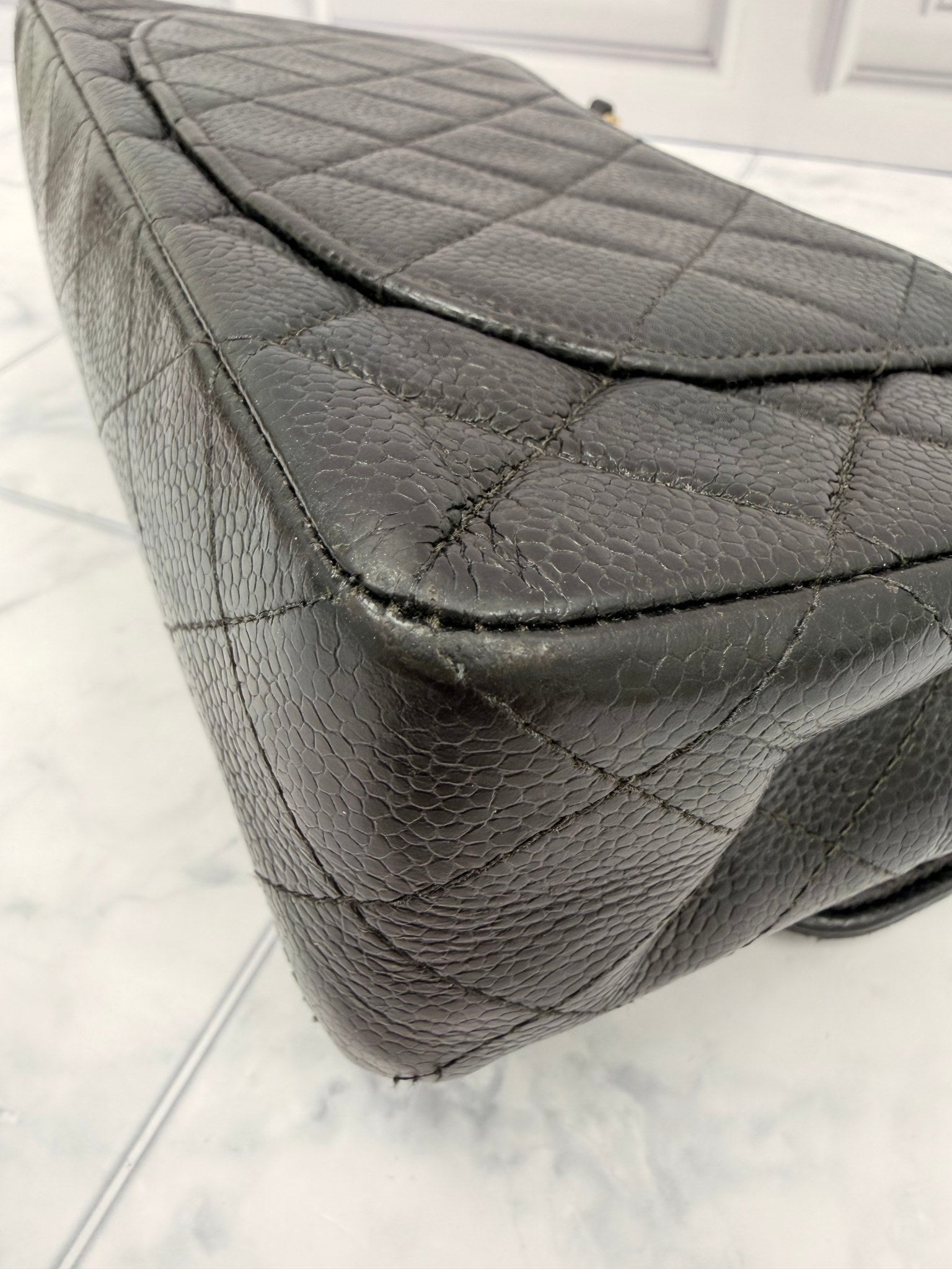 Chanel Black Quilted Caviar Leather Small Classic Double Flap Bag