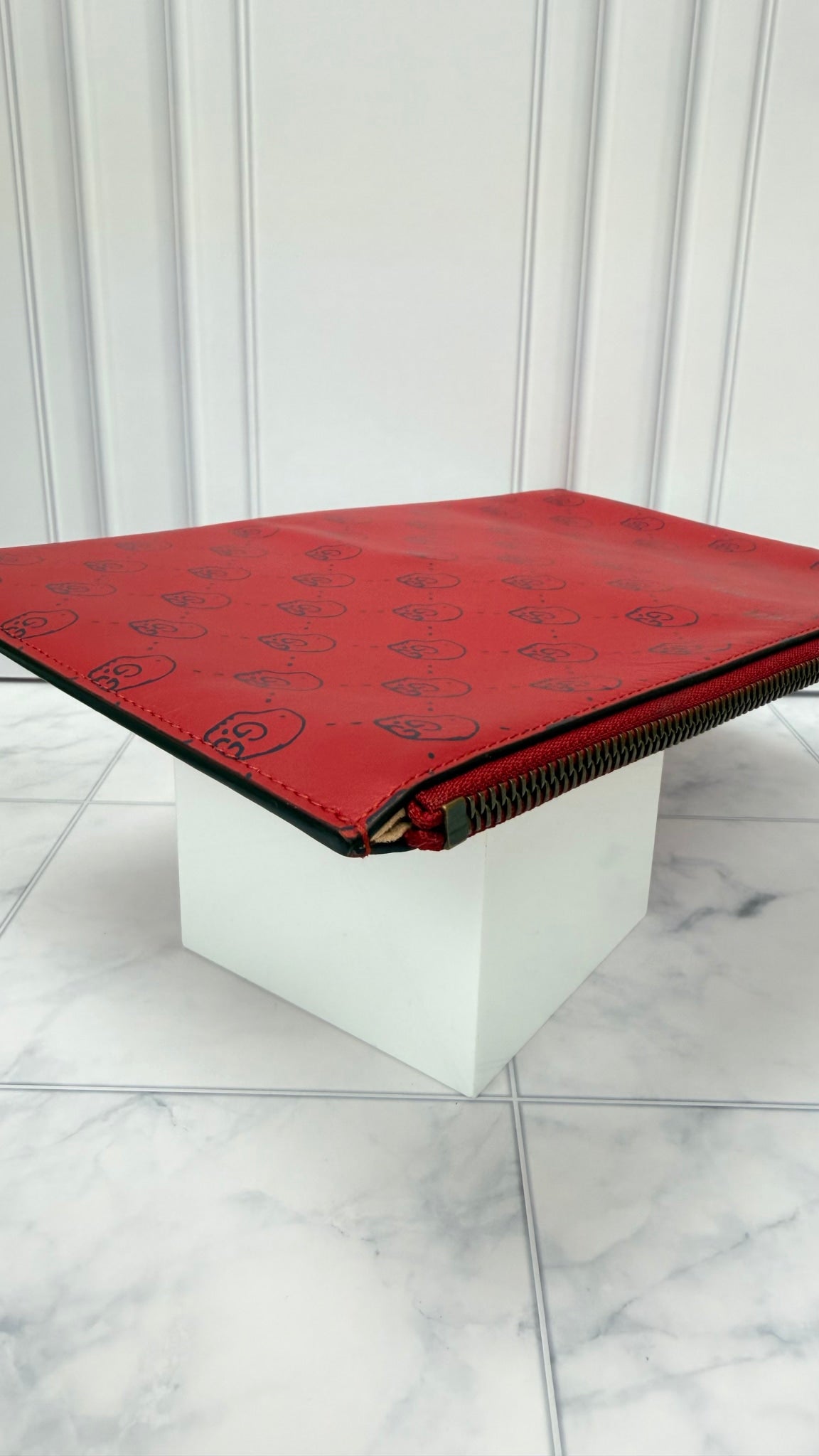 Gucci Red Leather Ghost Clutch