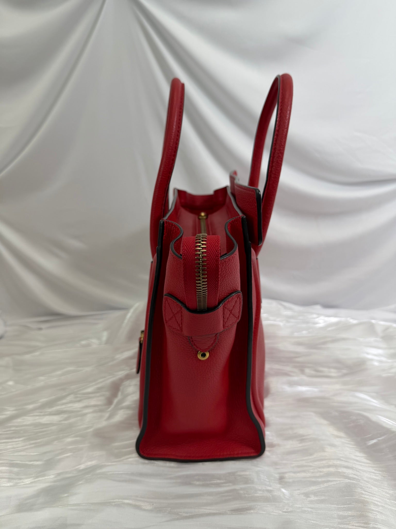 Celine Red Leather Micro Luggage Tote
