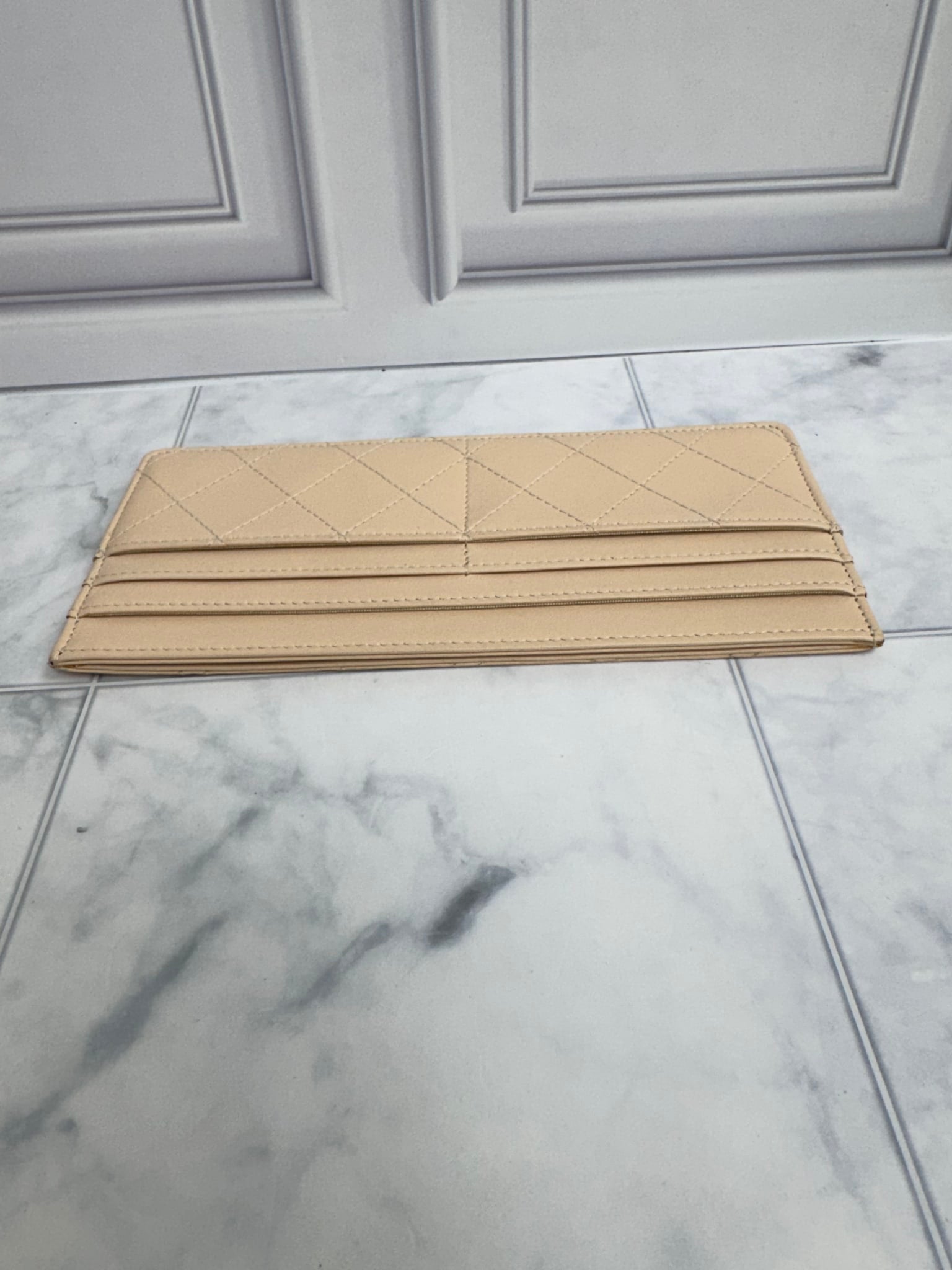 Chanel Beige Quilted Leather Wallet Insert