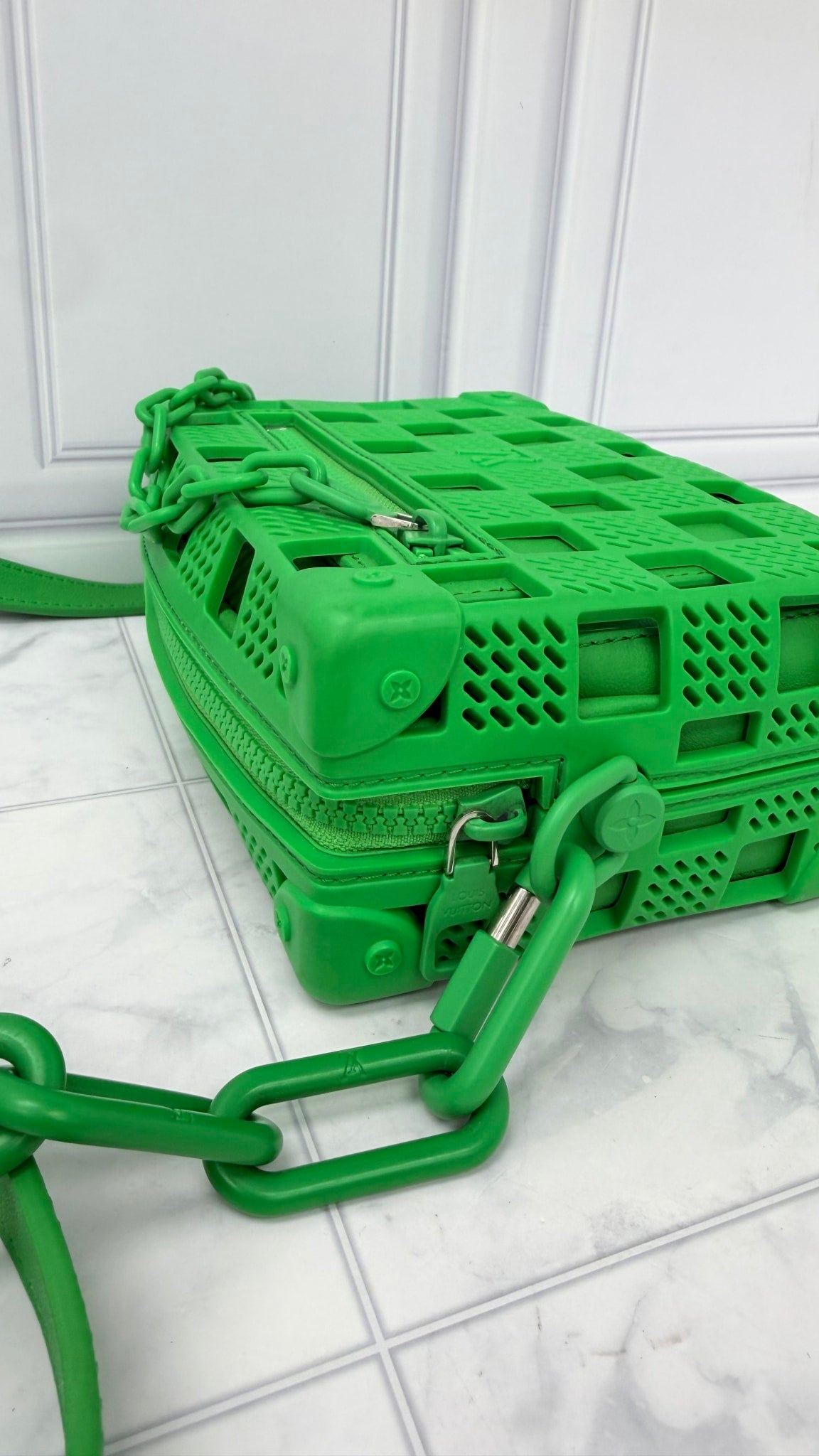 Louis Vuitton Green Rubber Mini Soft Trunk Crossbody Bag