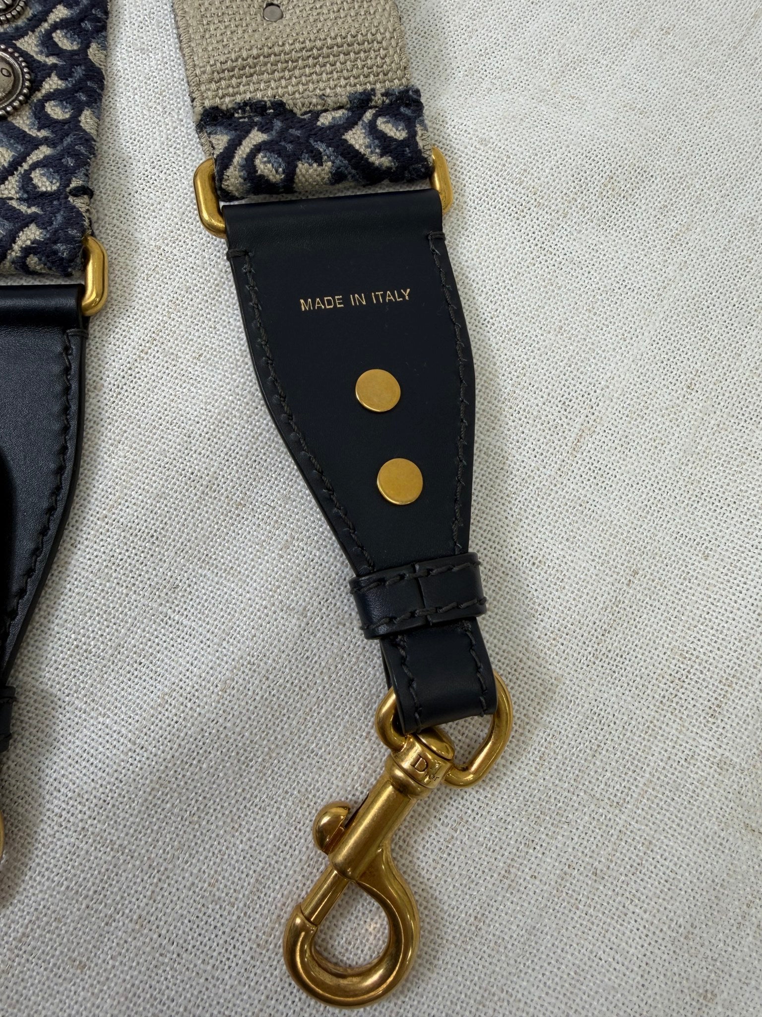 Christian Dior Blue Canvas Mini Saddle Bag