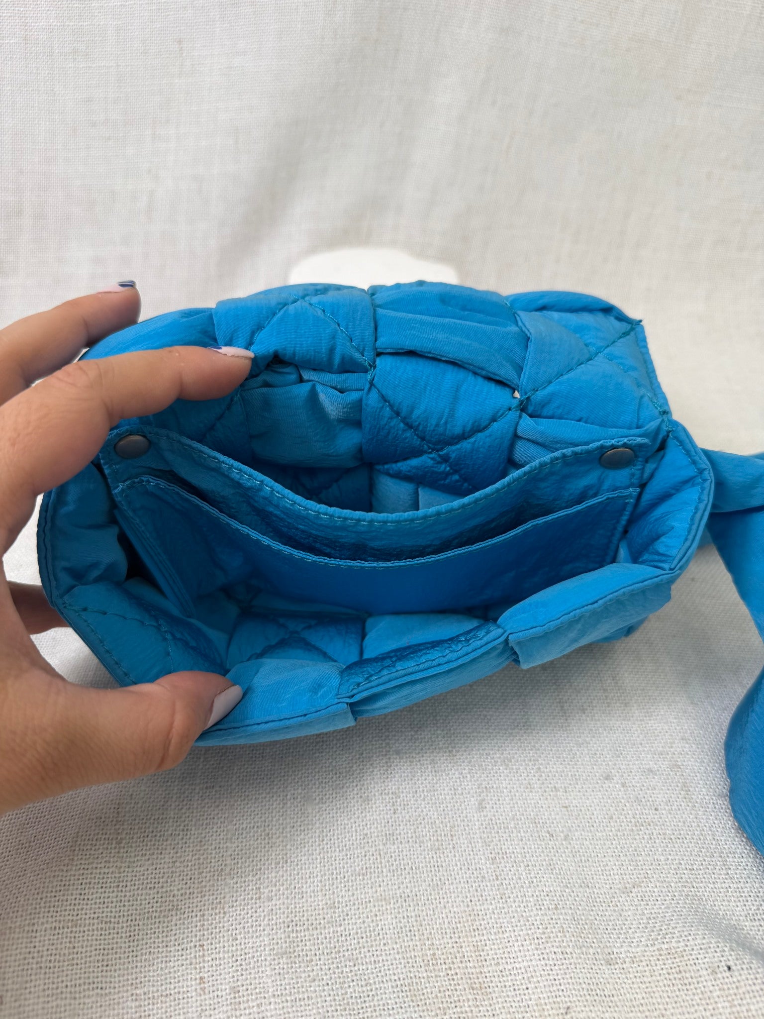 Bottega Veneta Blue Padded Tech Cassette Belt Bag